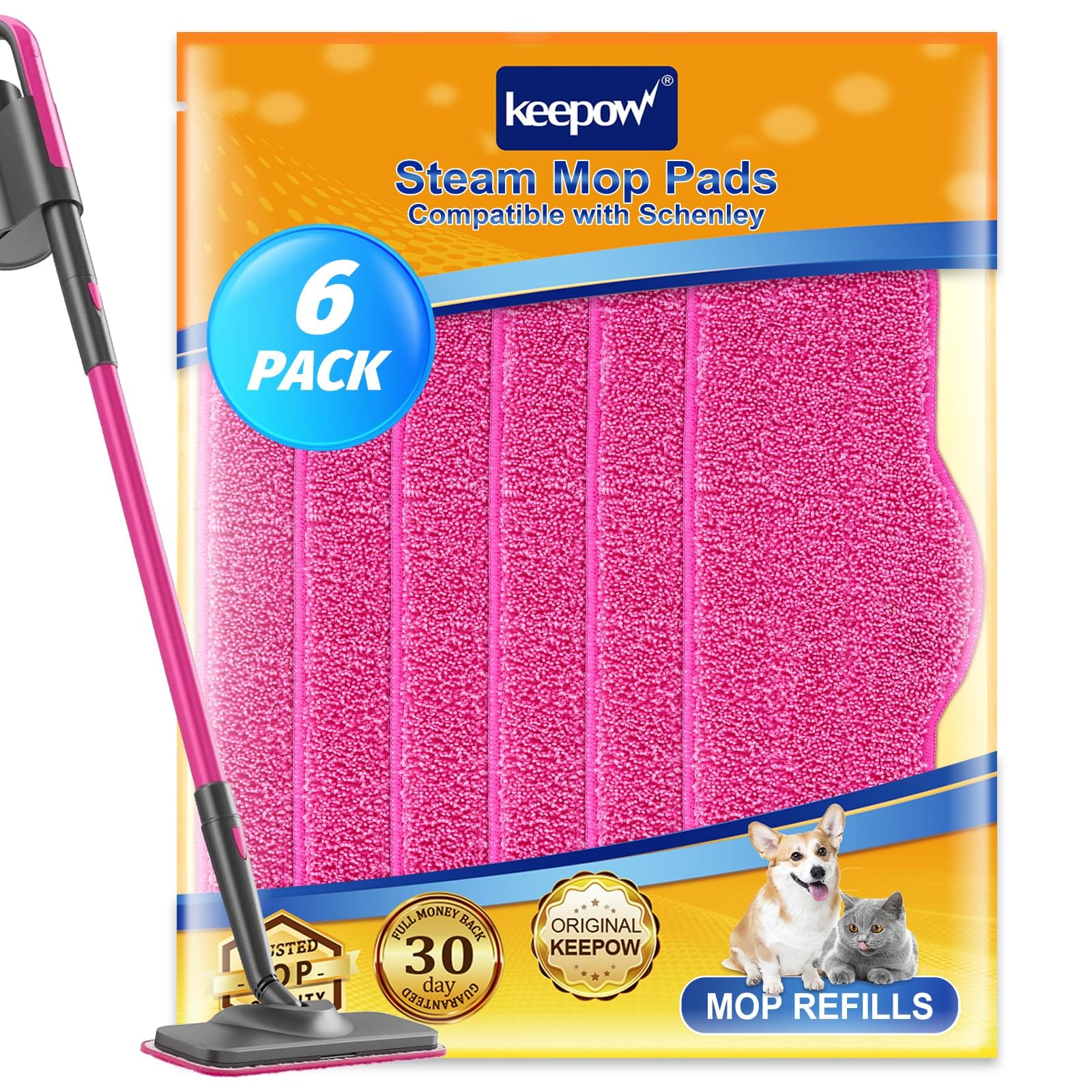 Reusable Microfiber Steam Mop Pads for Schenley Steam Mop Cleaner - 6 Pack