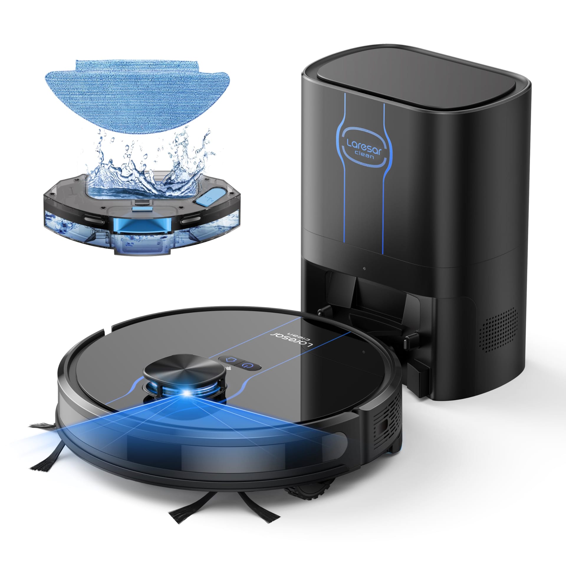 Laresar Clean Robot Vacuum with Self-Emptying Station, Lidar Navigation, 3500Pa Suction, Wifi/App/Alexa, Ideal for Pet Hair, Carpet, Hard Floors