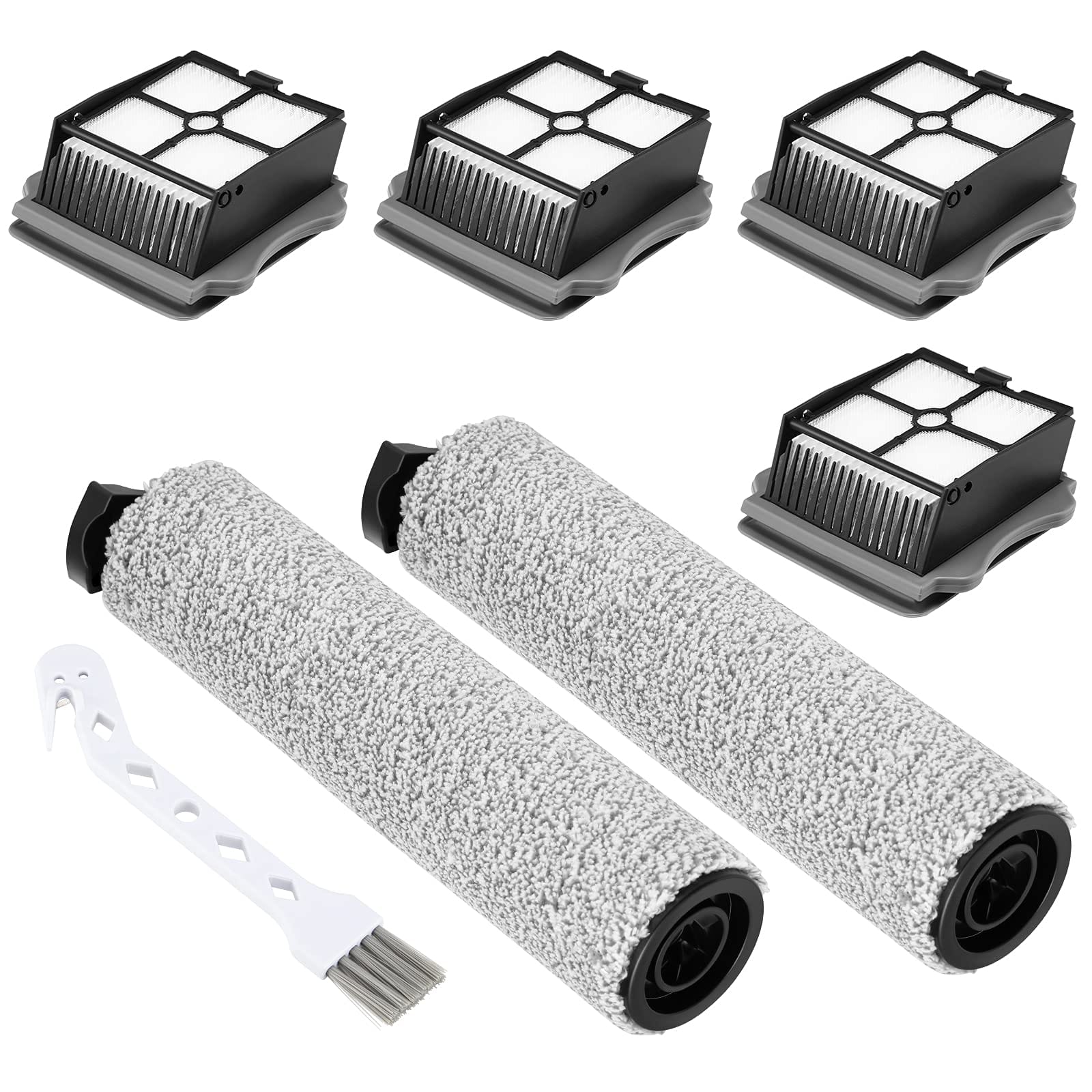 Cordless Stick Vacuum Brush Roller and HEPA Filter Set for Tineco iFLOOR 3/Floor One S3 - 2 Pack Brush Rollers + 4 Pack Vacuum HEPA Filters
