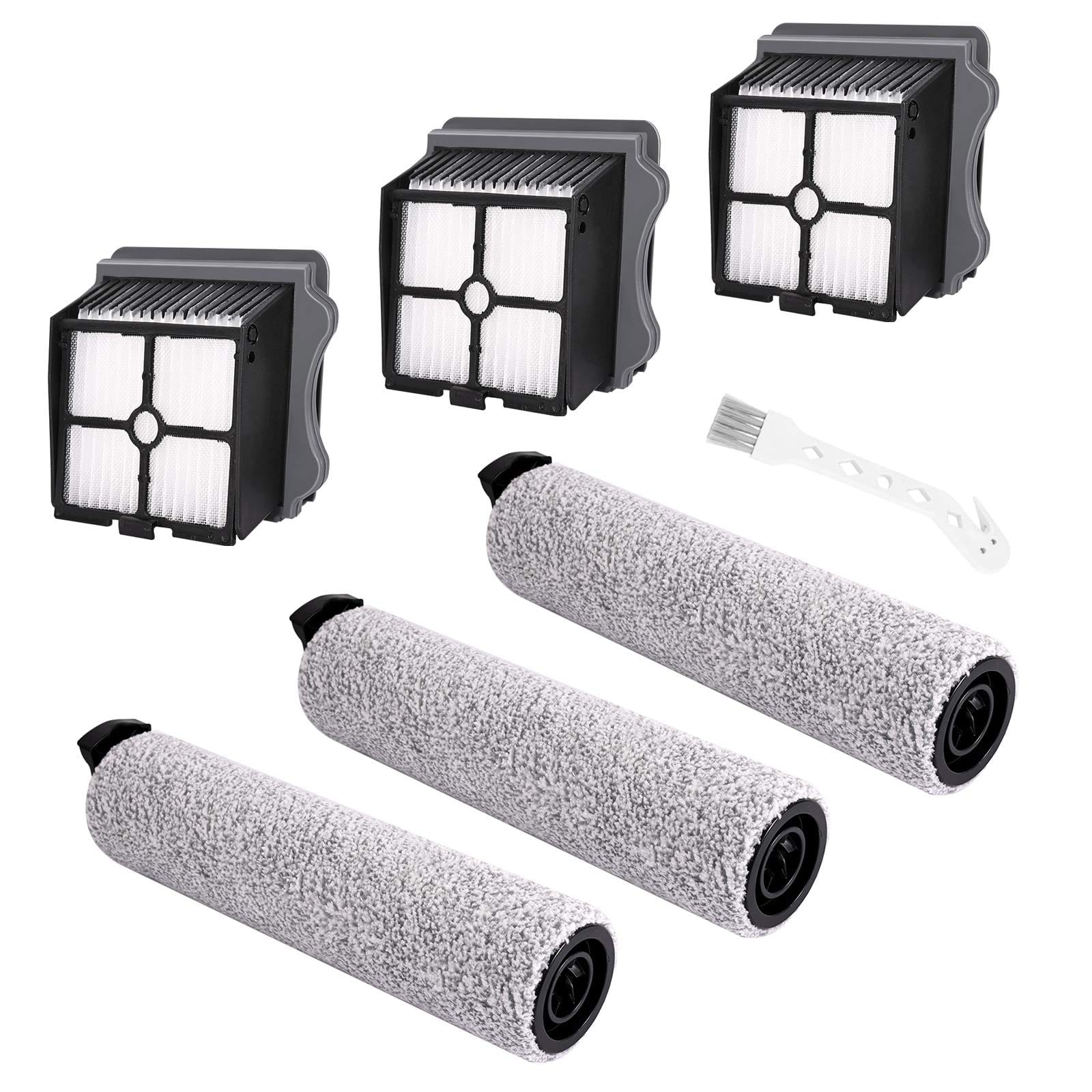 Replacement Brush Roller and Hepa Filter Kit for iFloor 3/ iFloor One S3 Cordless Wet Dry Vacuum Cleaner (3 Brush Roller + 3 Hepa Filters)