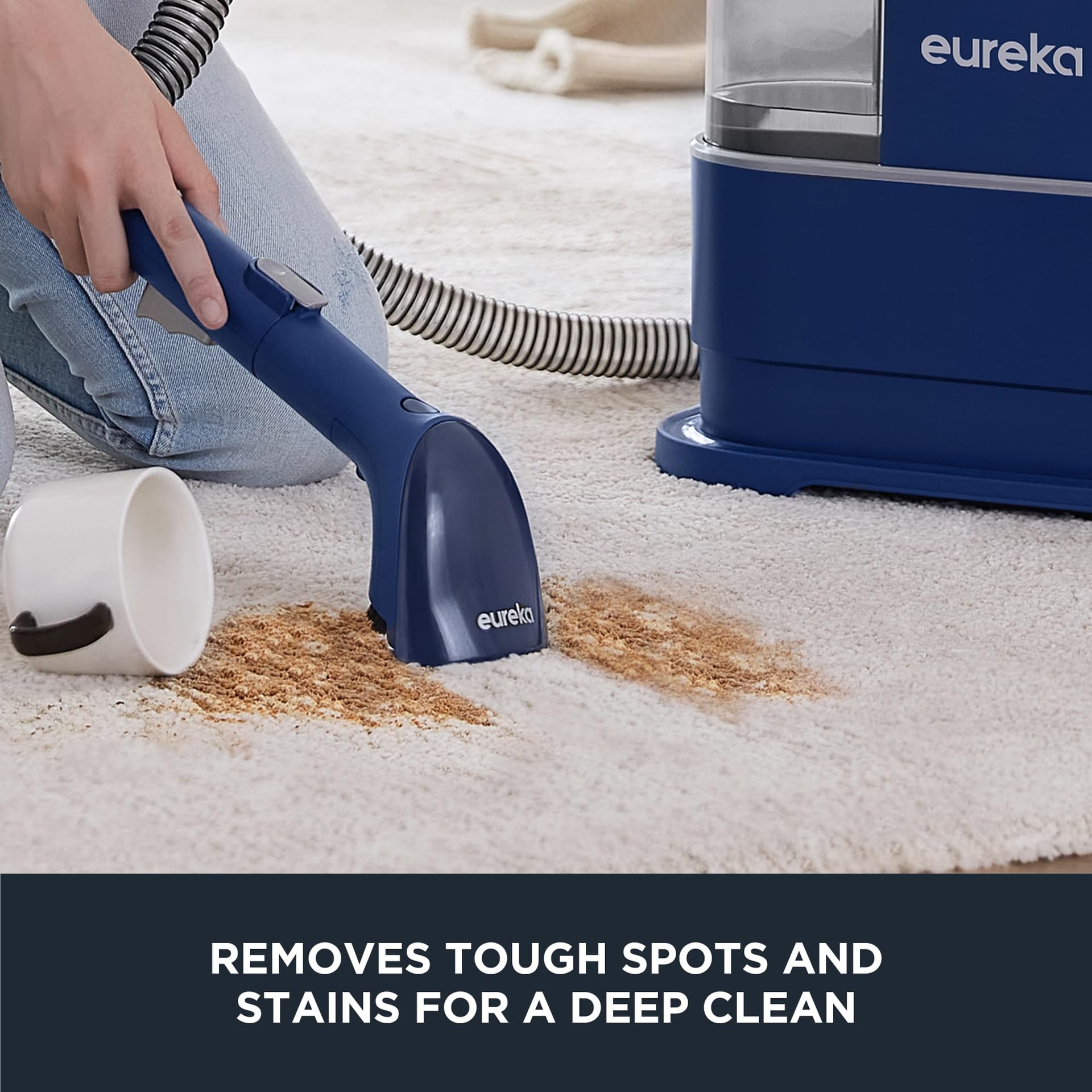 Eureka NEY100 Portable Carpet and Upholstery Cleaner with Large Water Tank, Stain Remover and Spot Cleaner for Pets, Furniture and Car - Blue - Review Image 2