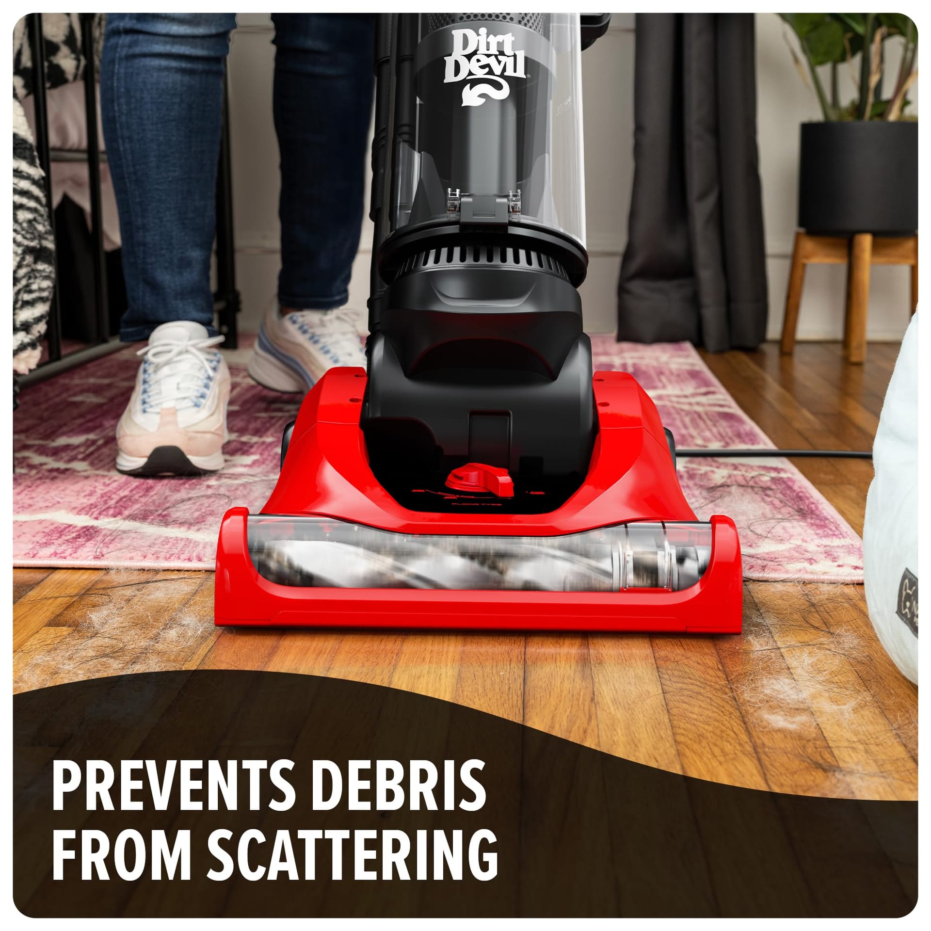 Dirt Devil Multi-Surface+ Upright Bagless Vacuum Cleaner Machine with Powerful Suction for Carpet and Hard Floor Cleaning, Lightweight, 4-Level Height Adjustment, Extended Filtration, UD76200V, Red - Review Image 3