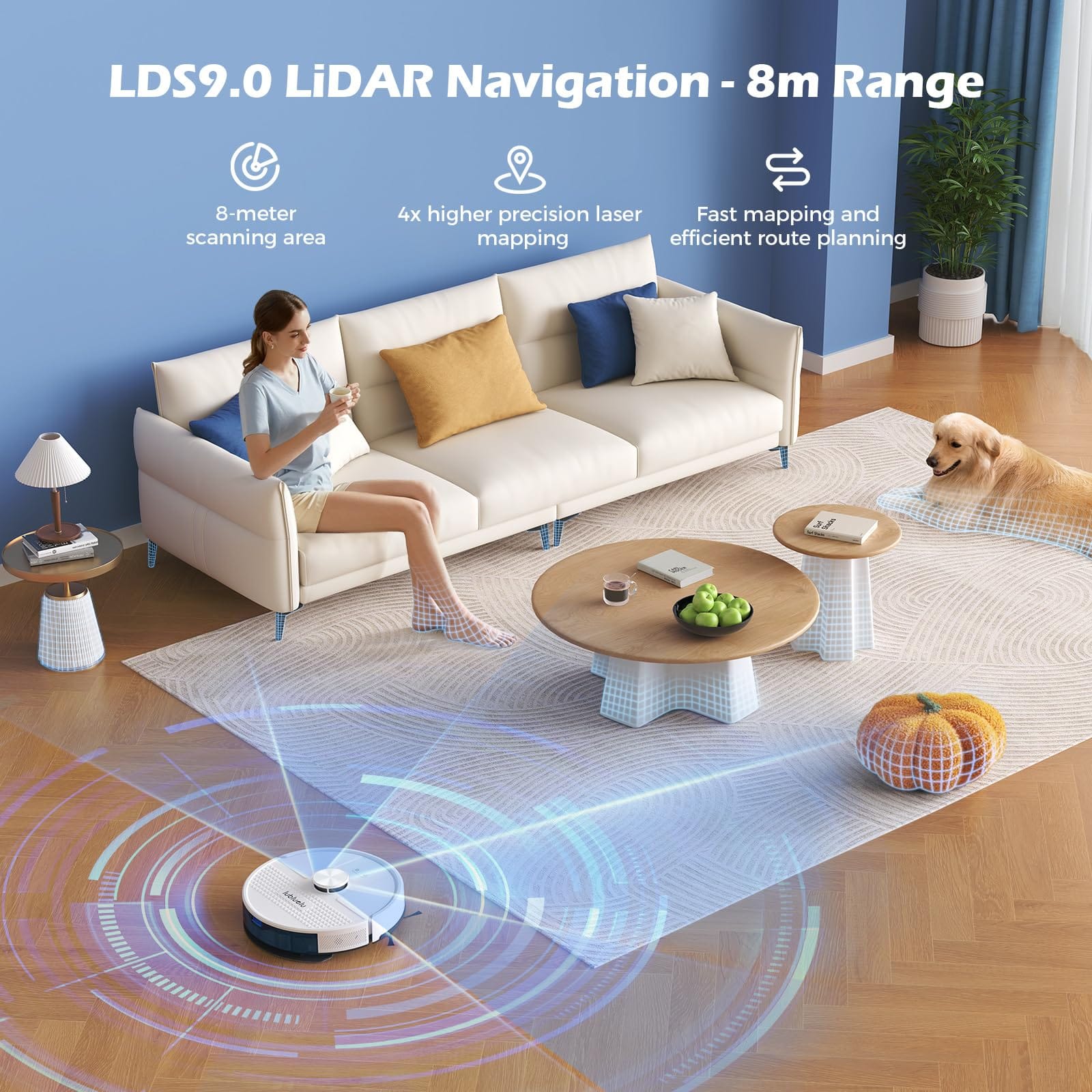 Smart 3-in-1 Robot Vacuum and Mop Combo with Mapping and Lidar Navigation - 4500Pa Strong Suction, 5 Maps, 24 No-Go Zones, WiFi/App/Alexa Control - SL68W - Review Image 2