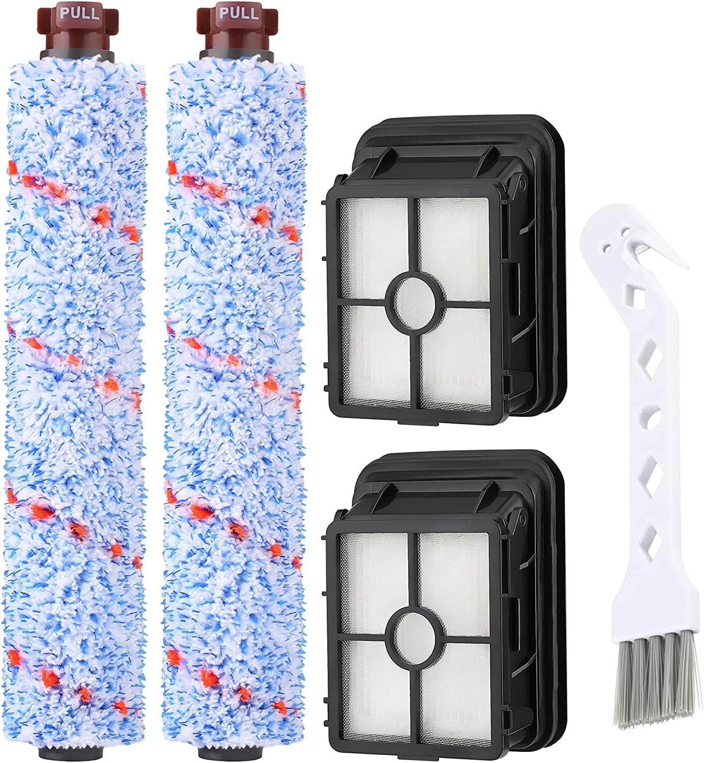 Compatible Bissell Crosswave Replacement Kit - 2 Multi-Surface Brush Rolls + 2 Vacuum Filters Set