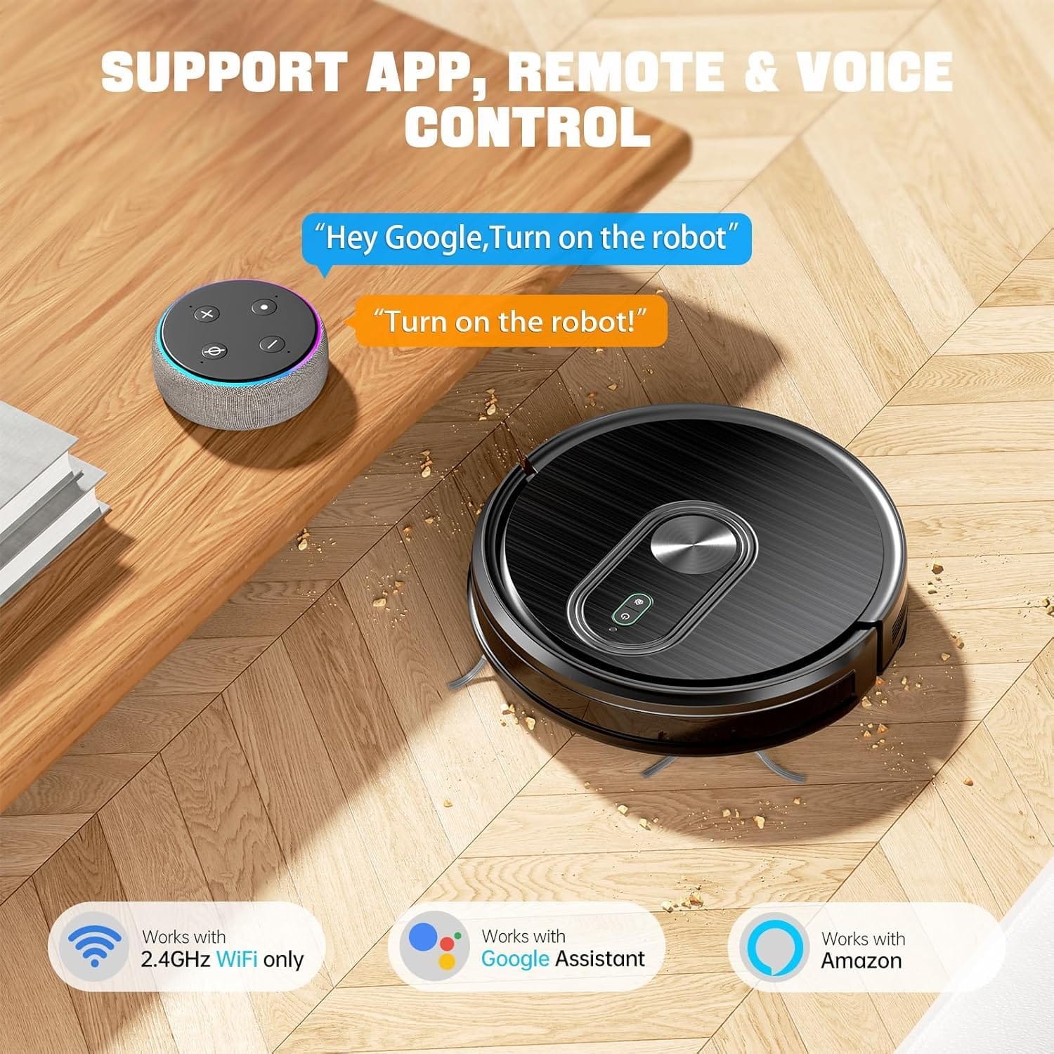 HEPA Filter Robot Vacuum and Mop Combo with Powerful 3200Pa Suction, Ideal for Pet Hair, Hard Floor, Carpet - Review Image 2