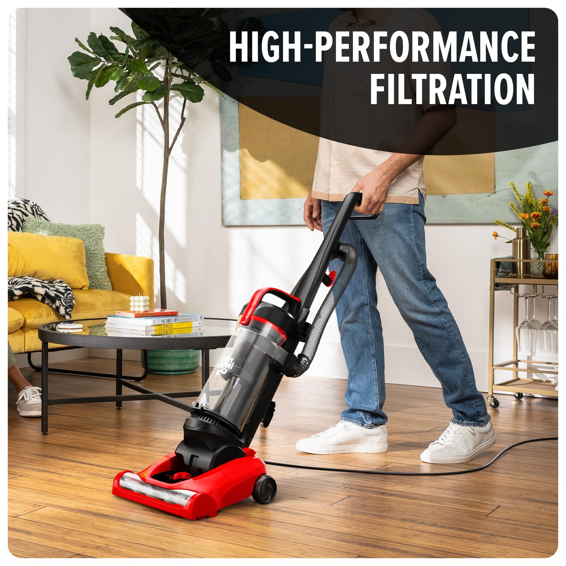 Dirt Devil Multi-Surface+ Upright Bagless Vacuum Cleaner Machine with Powerful Suction for Carpet and Hard Floor Cleaning, Lightweight, 4-Level Height Adjustment, Extended Filtration, UD76200V, Red - Review Image 5