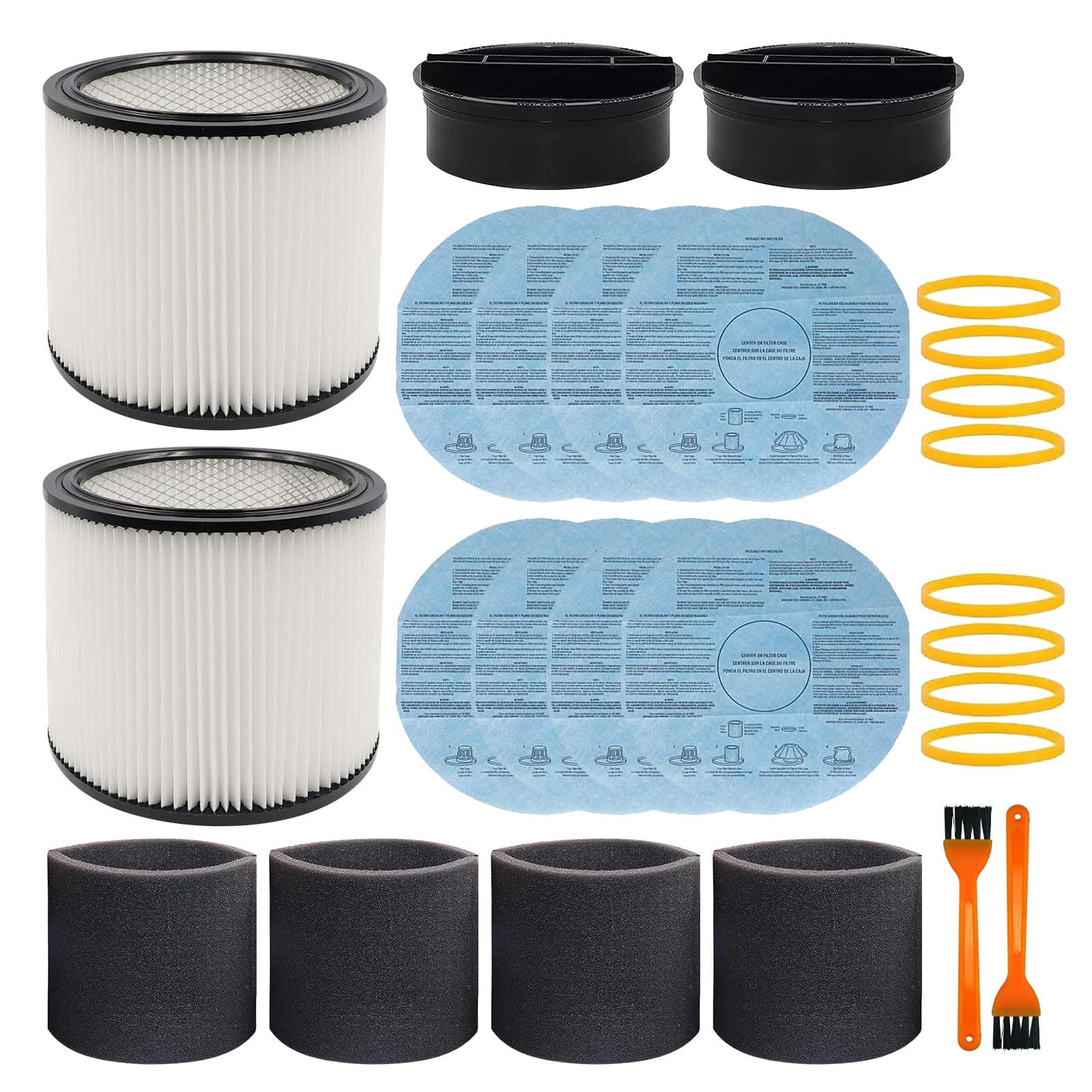 HEPA Compatible Filter Replacement Kit for ShopVac Wet Dry Vacuum Cleaners, 26 Pack