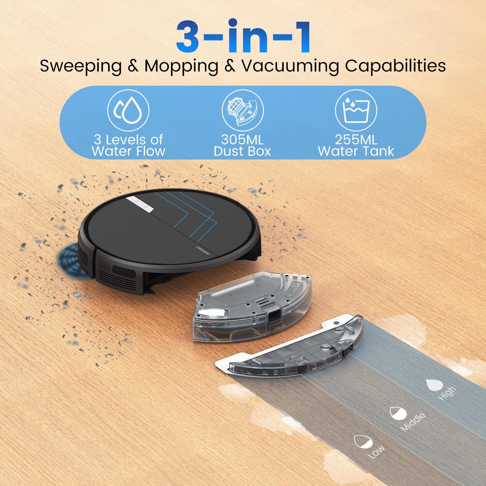 Airrobo P30 Robot Vacuum and Mop with 3000Pa Strong Suction Power, Wi-Fi/App/Alexa, Self-Charging, HEPA Filter, Lightweight Design - Review Image 2