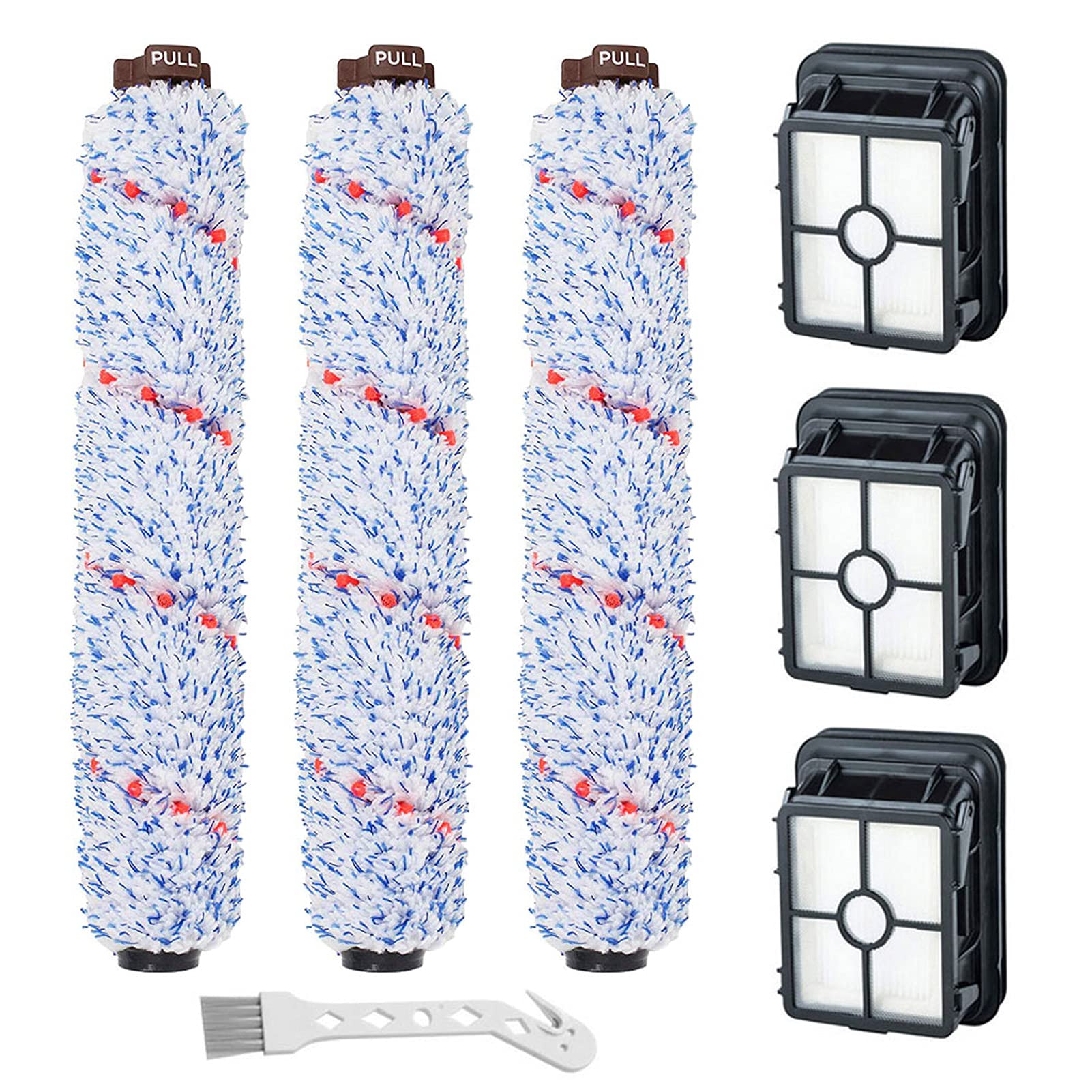 Premium 3 Pack Multi-Surface Brush Roll & Vacuum Filter Set for Bissell Crosswave Cleaner 2306A 1785A 3888A