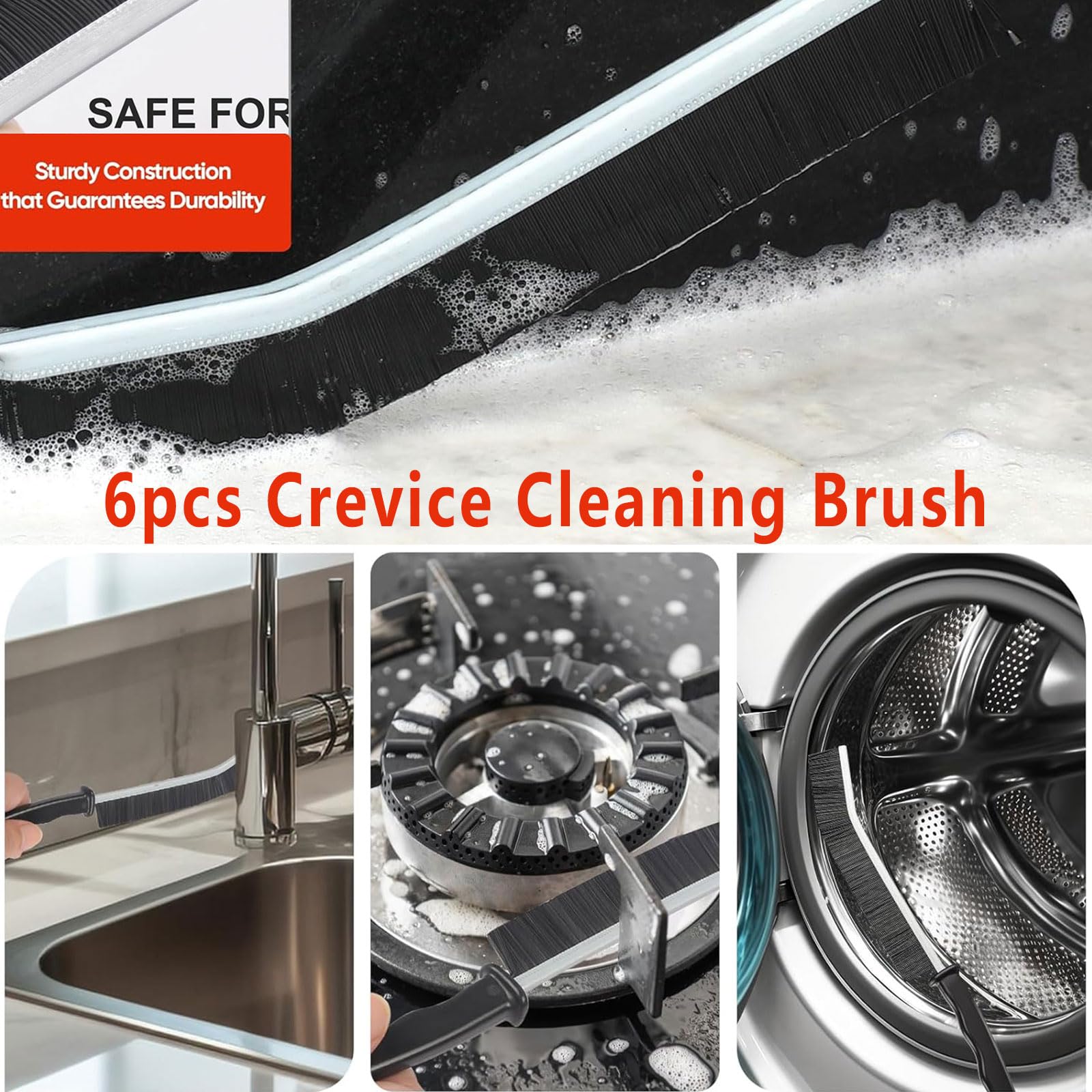 5-Piece Multifunctional Crevice Cleaning Brush Set - Hard Bristle Brush for Blind, Baseboard, Fan, Window, Sliding Door Track - Review Image 5