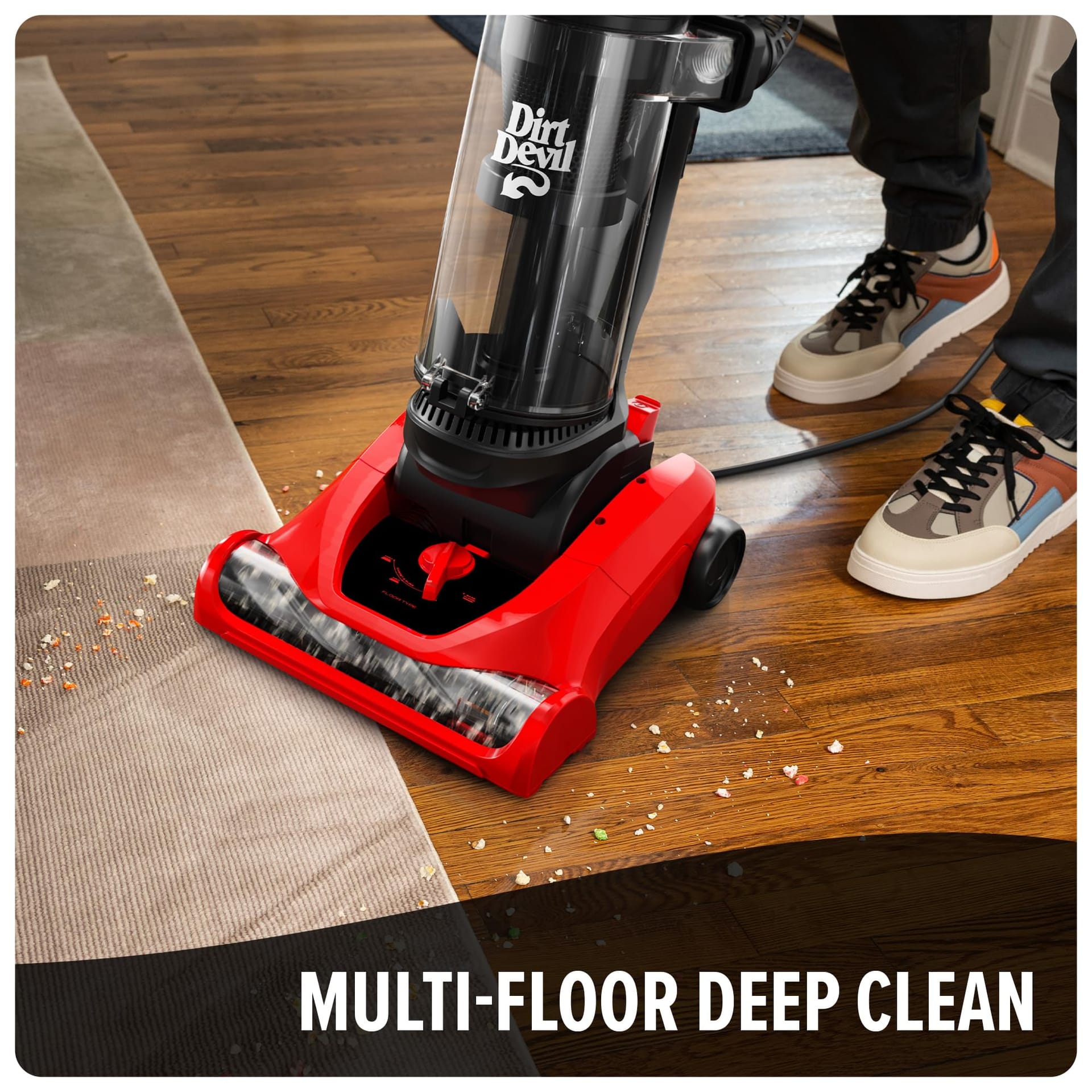 Dirt Devil Multi-Surface+ Upright Bagless Vacuum Cleaner Machine with Powerful Suction for Carpet and Hard Floor Cleaning, Lightweight, 4-Level Height Adjustment, Extended Filtration, UD76200V, Red - Review Image 2