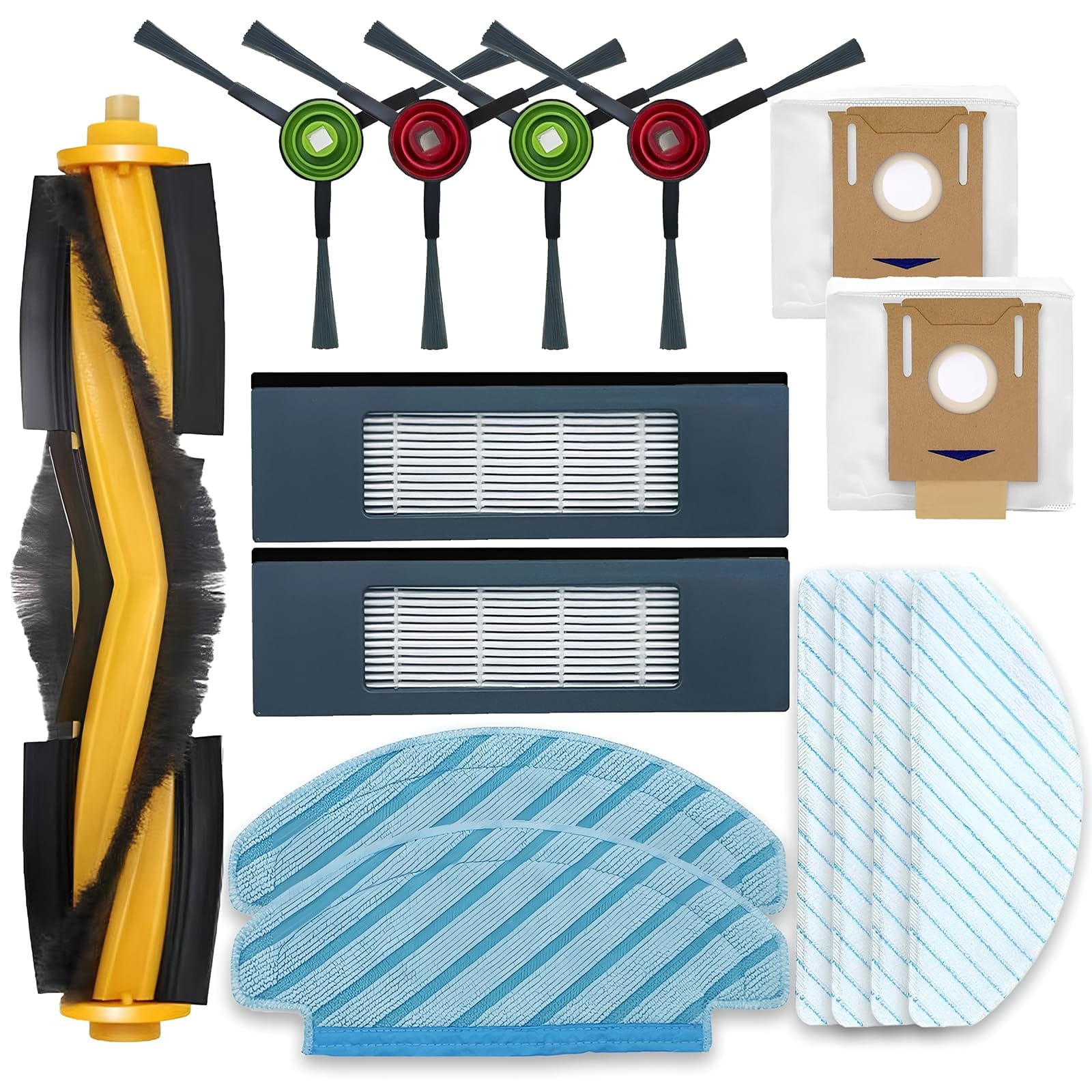 Yeedi Vacuum Replacement Parts Kit for DVX34 Series - HEPA Filter, Main Brush, Side Brush, Mop Pad, Dust Bag