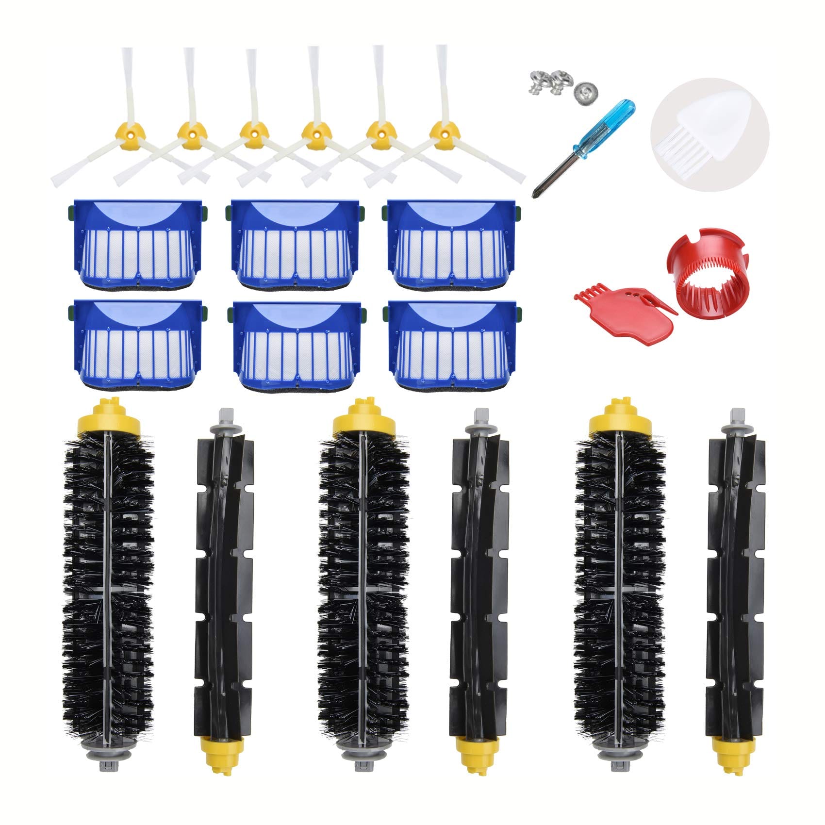 Replacement Accessories Kit for iRobot Roomba 600 & 500 Series Vacuum Cleaners - Filters, Side Brushes, and Bristle/Flexible Beater Brushes