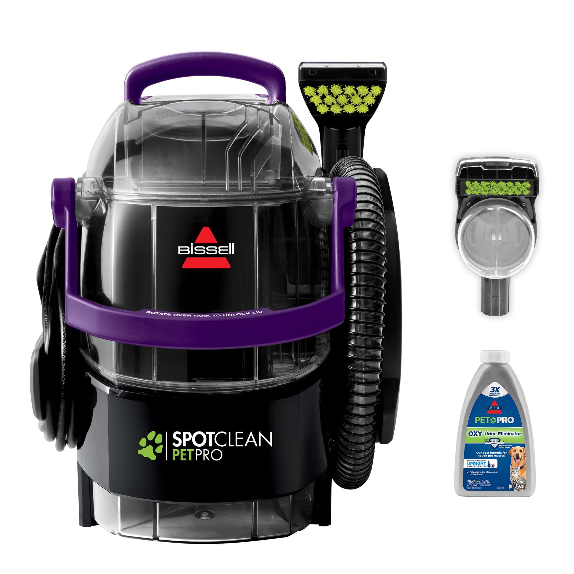 Bissell Spot Clean Pro Pet Compact Carpet Cleaner 2458, Grapevine Purple