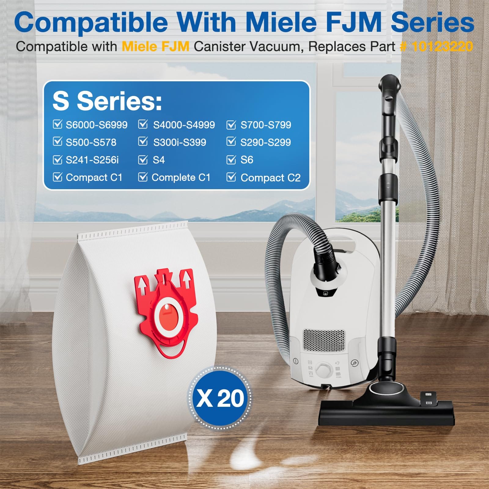 20 Pack 3D Airclean FJM Vacuum Cleaner Bags for Miele FJM Compatible Models, Replaces Part 10123220 - Review Image 2
