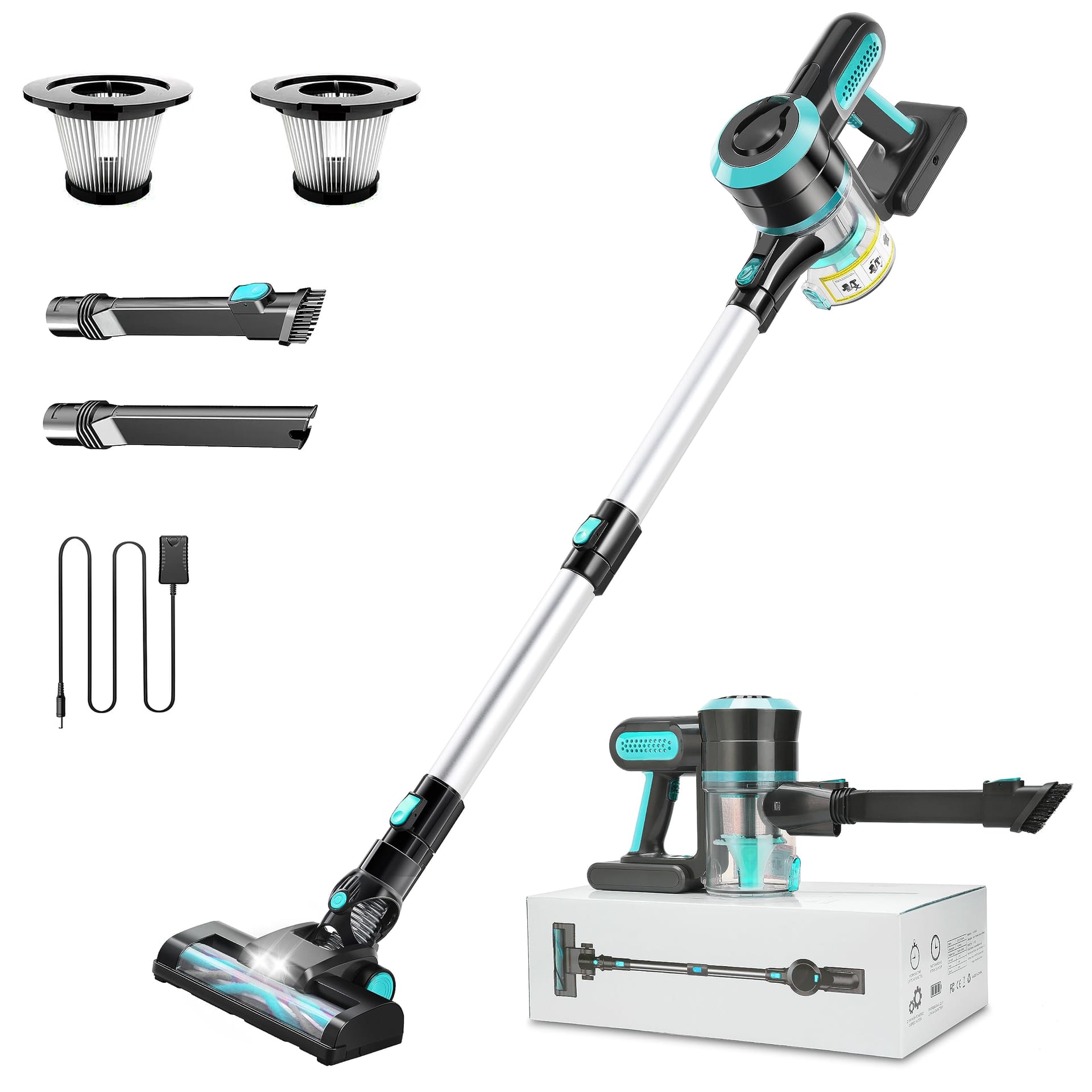 Powerful 25Kpa Cordless Vacuum Cleaner for Home with 45Mins Runtime, Lightweight Handheld Stick Vacuum for Pet Hair and Carpet