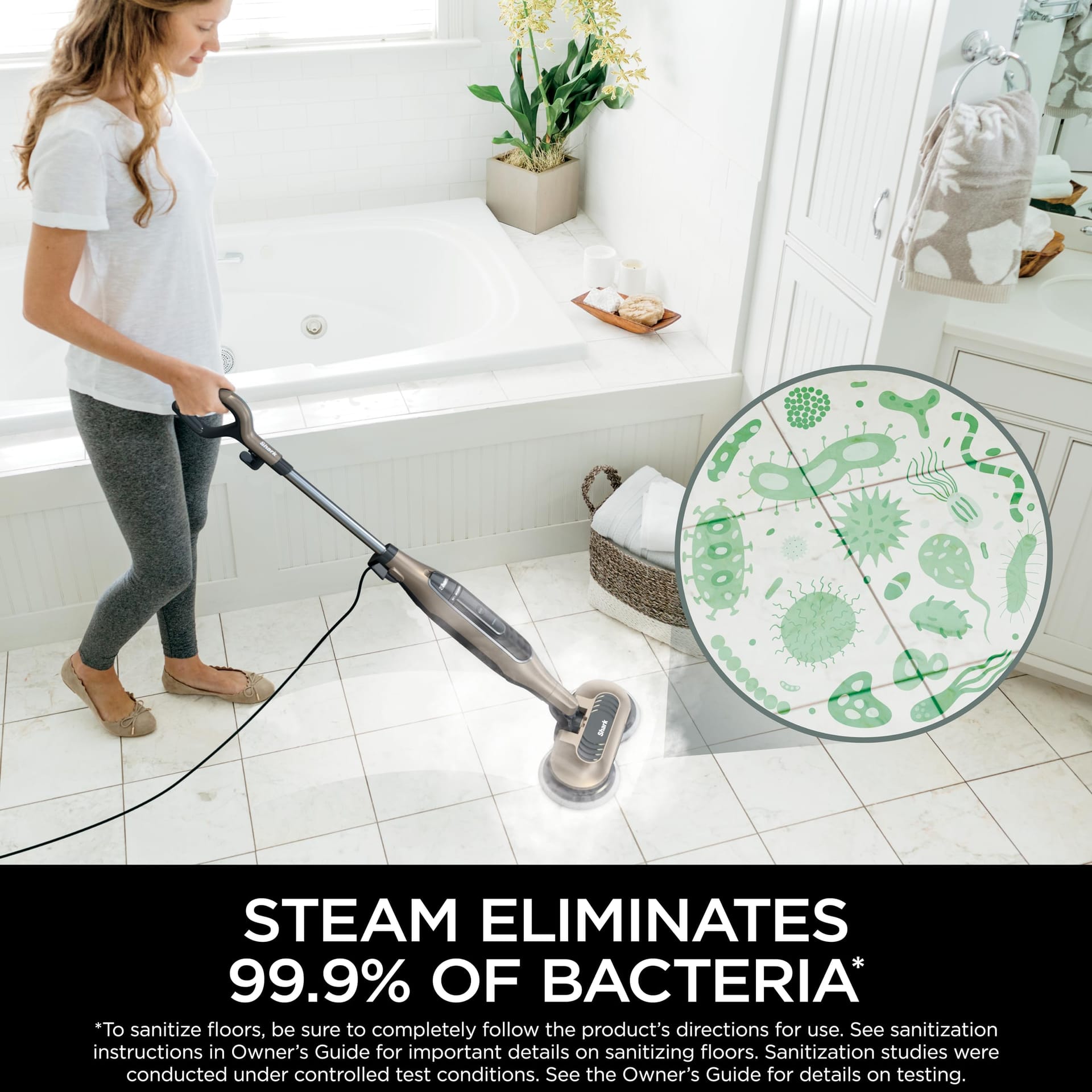 Shark Steam & Scrub Mop with Scrubbing and Sanitizing Action, 3 Steam Modes, LED Headlights, and Washable Pads, Gold - Review Image 4