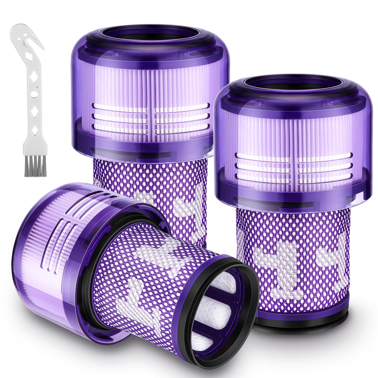 High-Quality 3-Pack V12 Filter Replacements for Dyson V12 Cordless Stick Vacuums - Compatible with Sv34, Sv35 Models, Part No. 971517-01