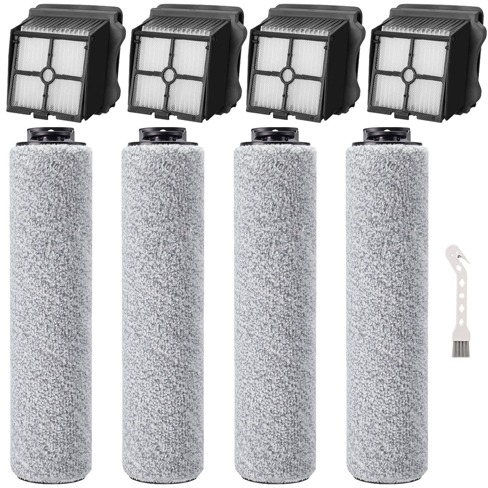 HEPA Filter Compatible Replacement Brush Roller and Vacuum Filter Kit for iFloor 3 and iFloor One S3 Cordless Wet Dry Vacuum Cleaner (4 Brush Roller + 4 Filters)