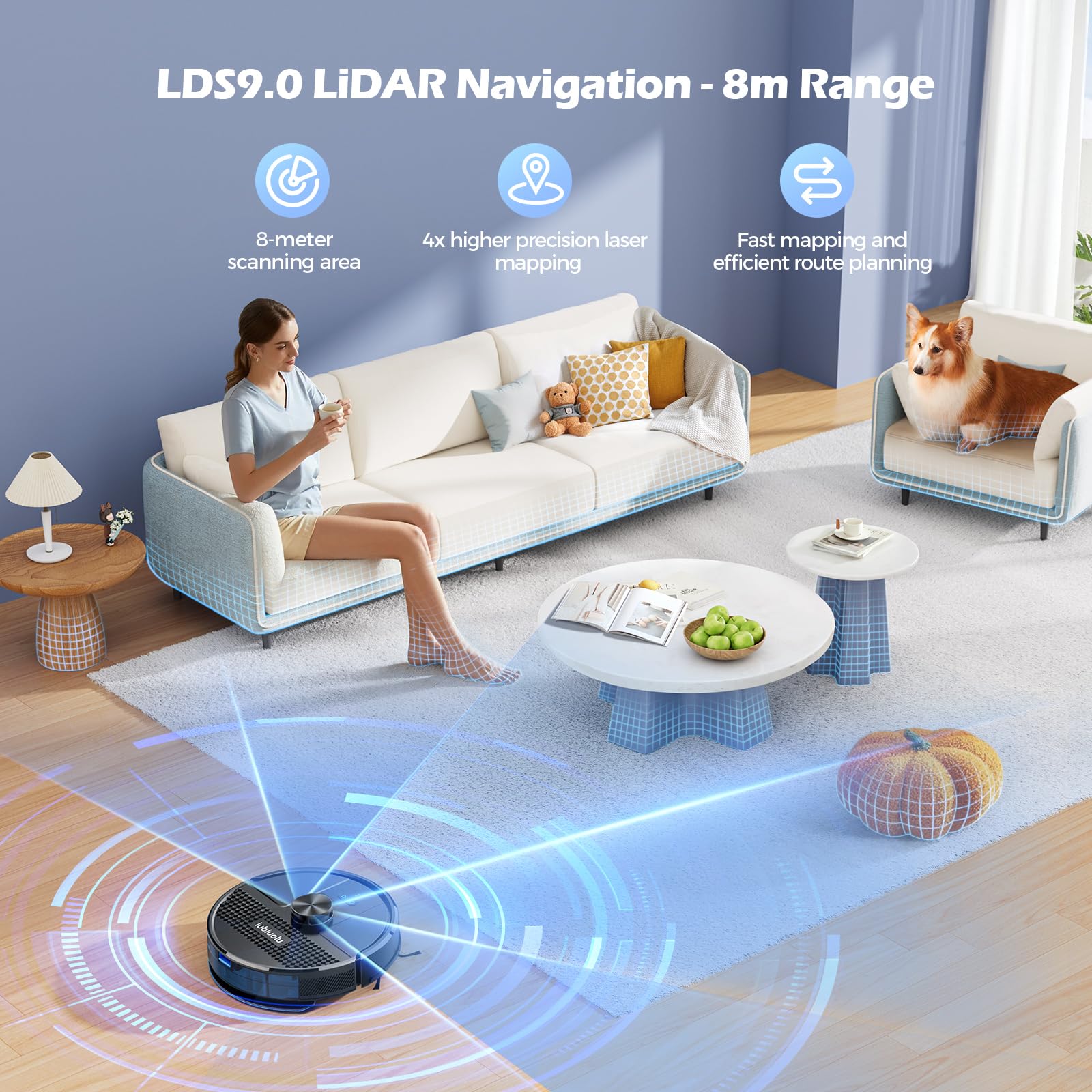 Lubluelu 3-in-1 Robot Vacuum and Mop Combo with Powerful 4500Pa Suction, Mapping, Lidar Navigation, 5 Maps, 24 No-Go Zones, Self-Charging, App Control - Black - Review Image 2