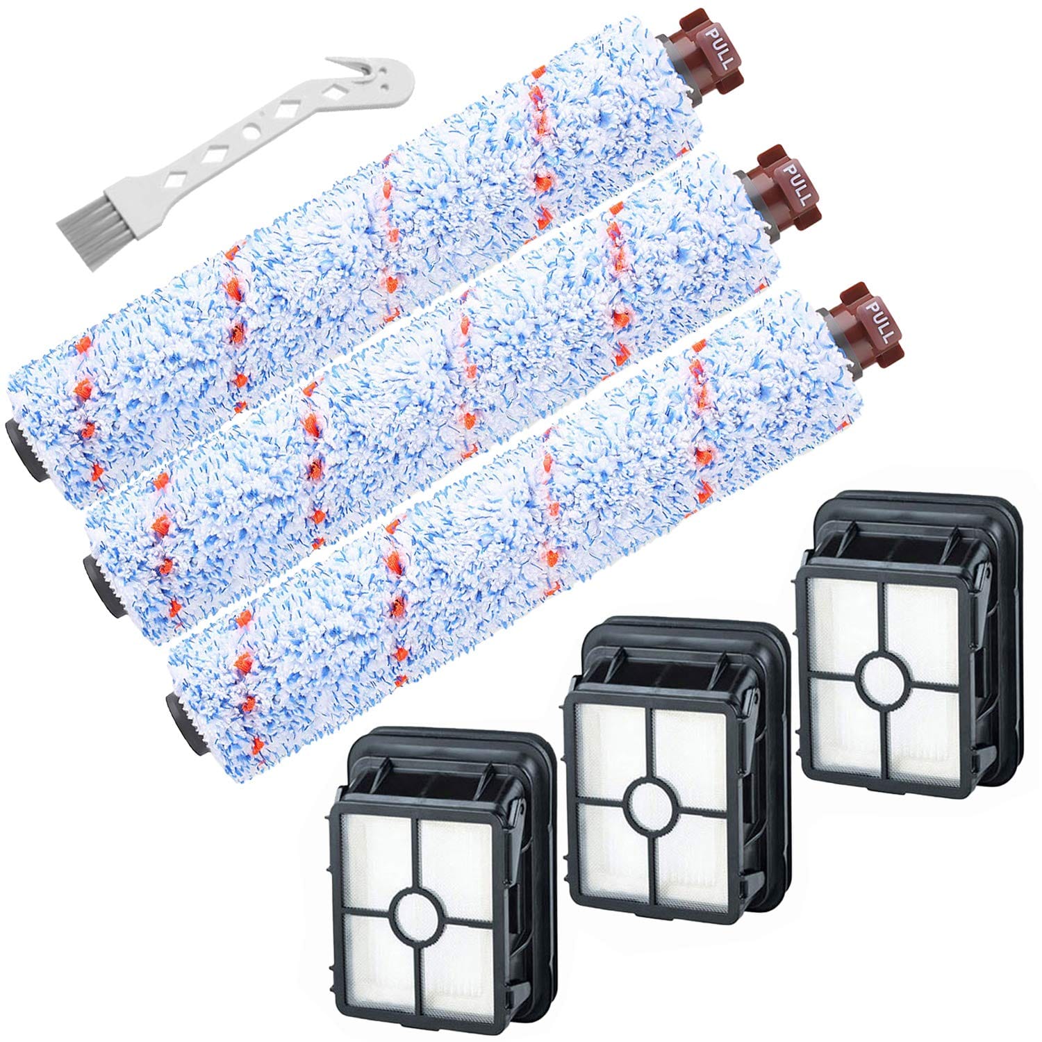 Bissell Crosswave Replacement Parts - Multi-Surface Brush Rolls and Vacuum Filters 3 Pack (1868 & 1866), Compatible with Various Models - Compare to Part 1608683, 160-8683, 1608684