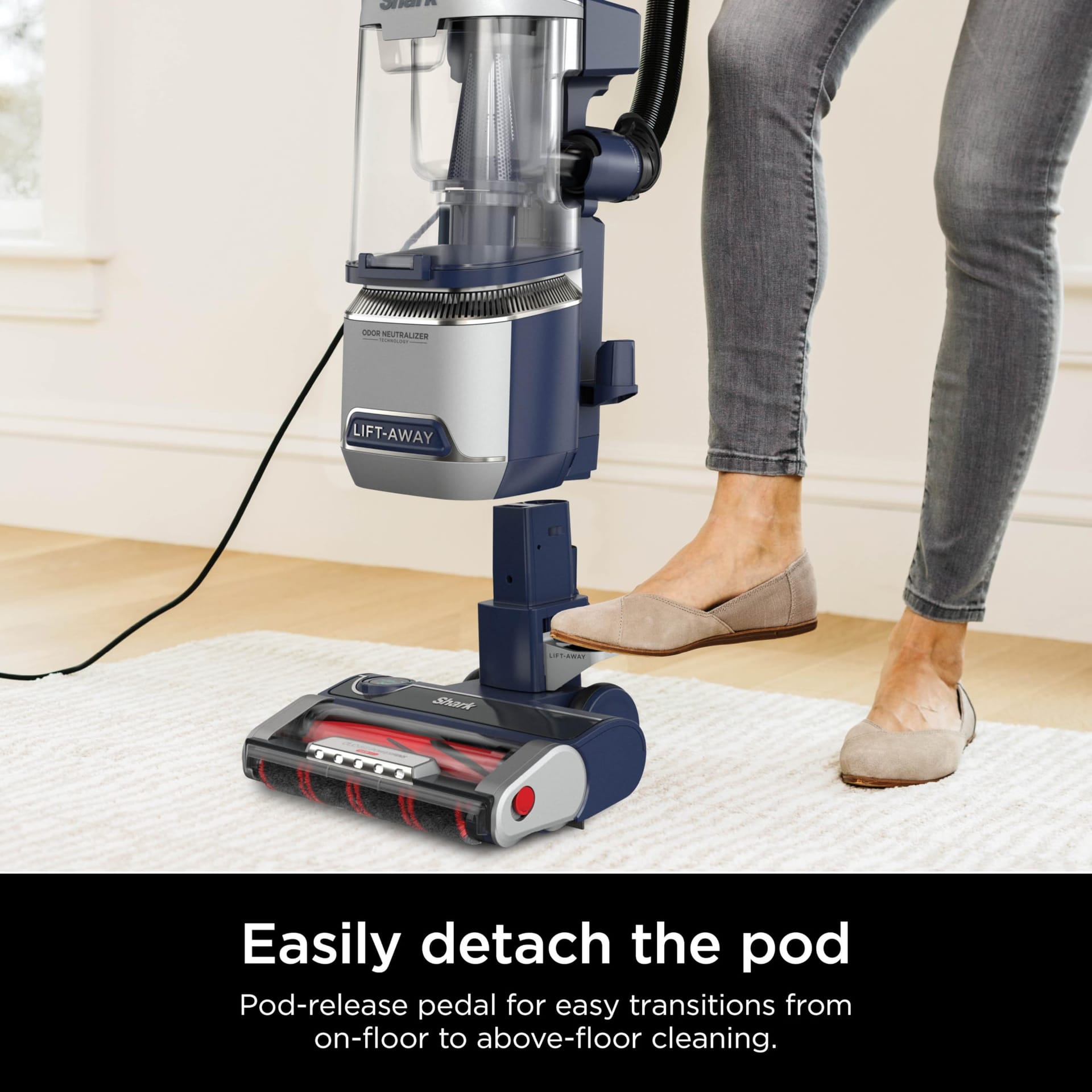 Renewed Shark UV900 Pet Performance Plus Lift-Away Upright Vacuum with Duoclean Powerfins HairPro and Odor Neutralizer Technology, Navy/Silver - Ideal Pet Hair Vacuum with Powerful Suction - Review Image 2