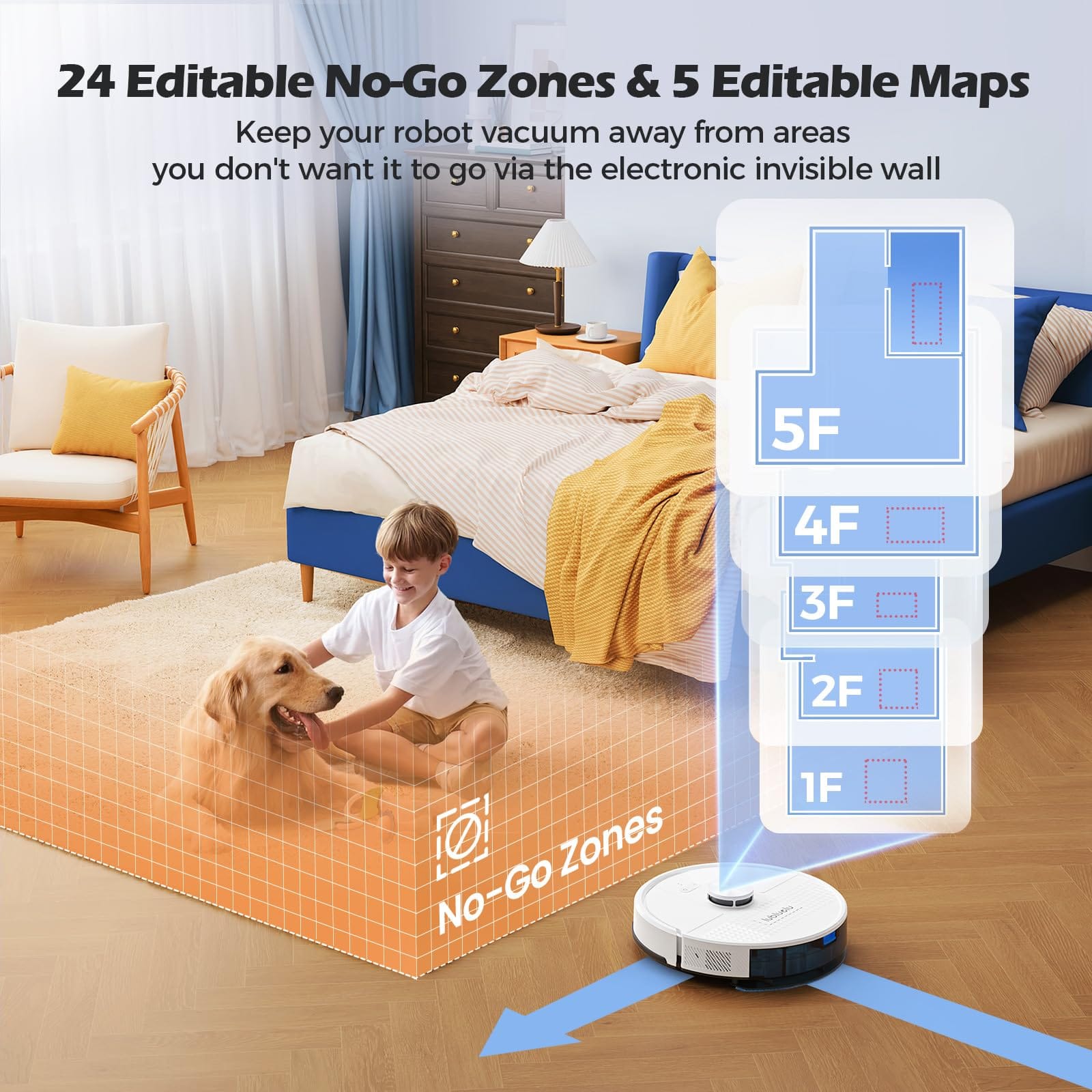 Smart 3-in-1 Robot Vacuum and Mop Combo with Mapping and Lidar Navigation - 4500Pa Strong Suction, 5 Maps, 24 No-Go Zones, WiFi/App/Alexa Control - SL68W - Review Image 4