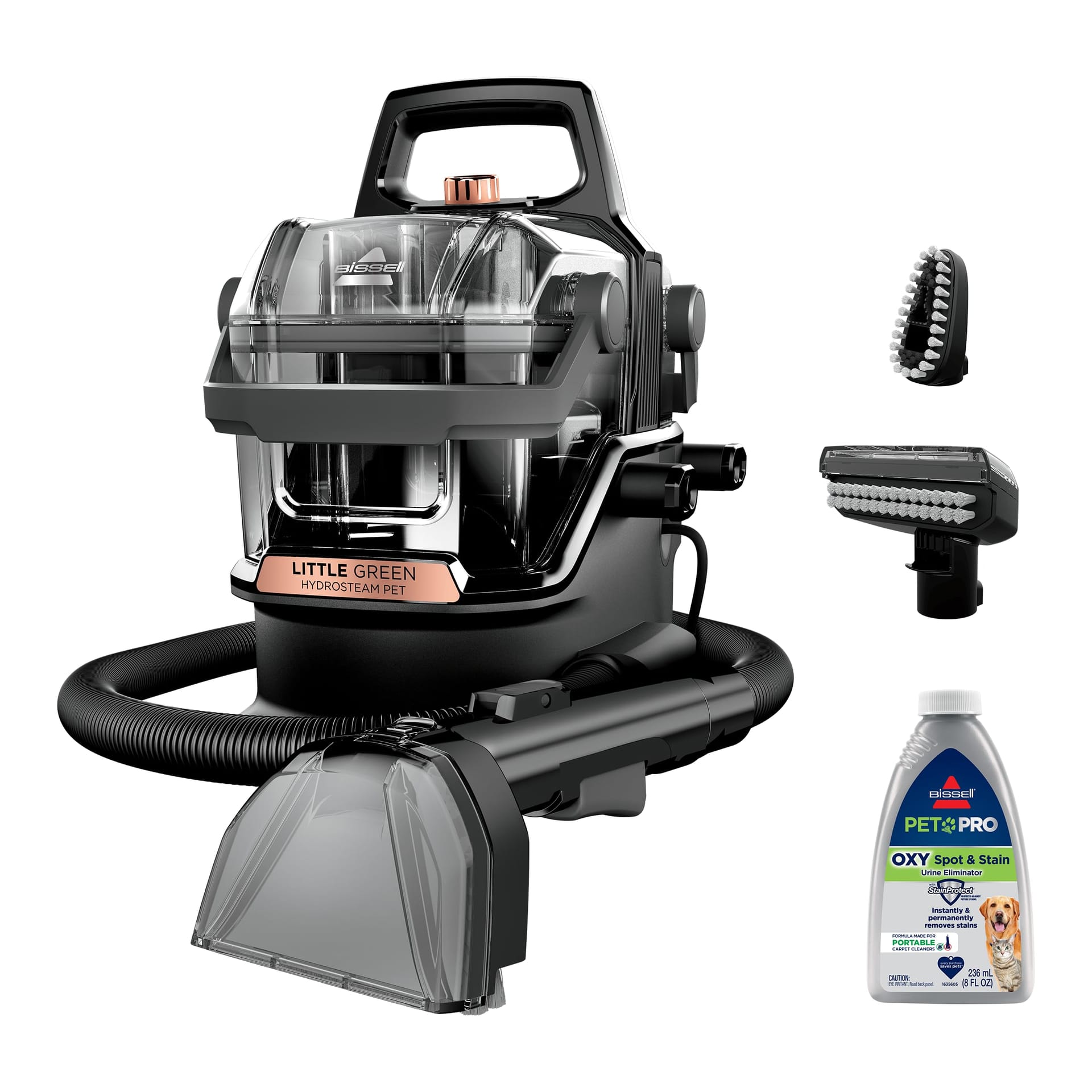 Bissell Little Green Hydrosteam Multi-Purpose Portable Carpet and Upholstery Cleaner with Hydrosteam Technology, Pet Stain Eliminator, 3618, Black and Copper Harbor