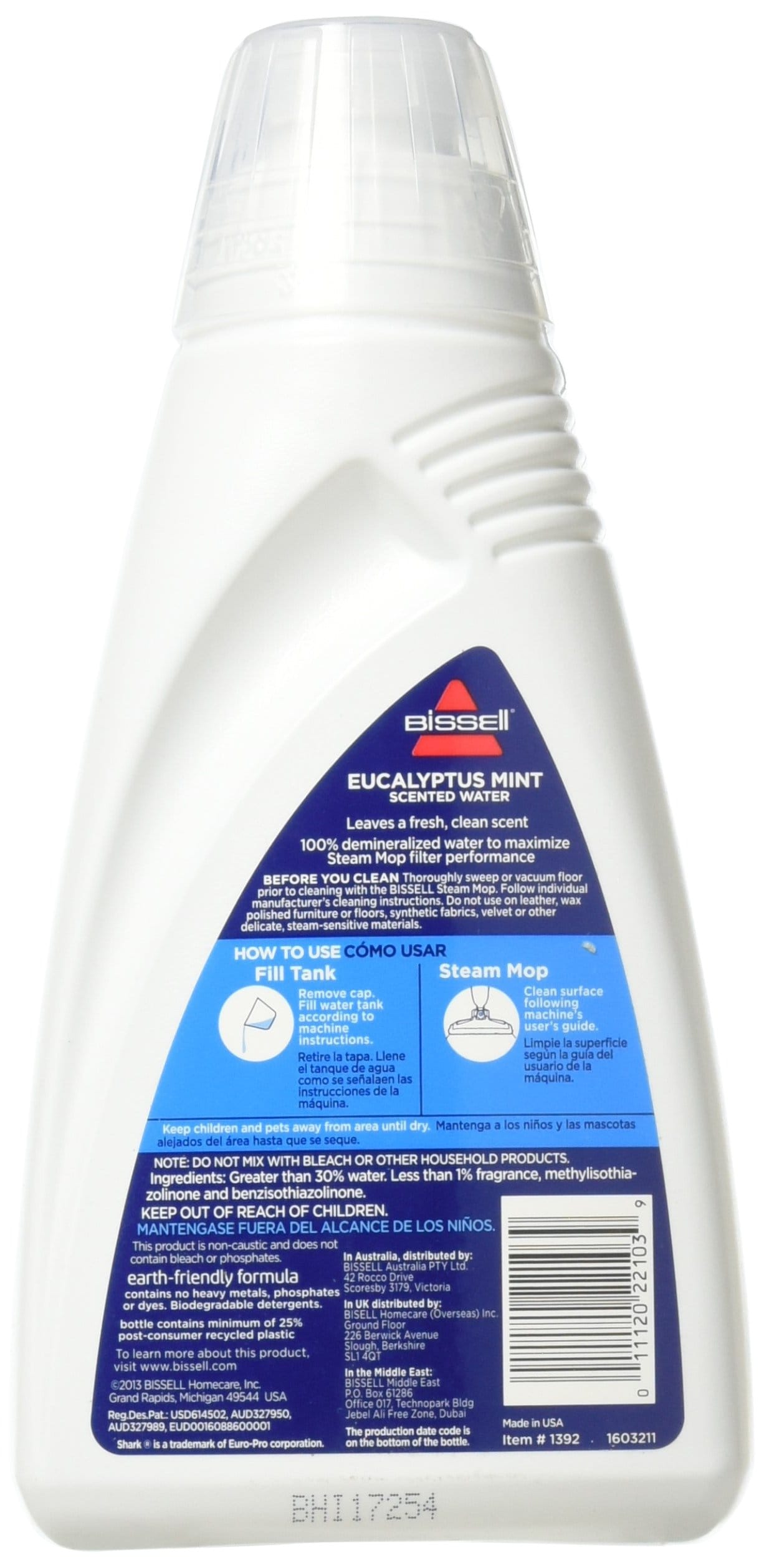 Bissell Eucalyptus Mint Demineralized Steam Mop Water - 32oz, for Hard and Sealed Wood Floors - 1392 White - Review Image 2