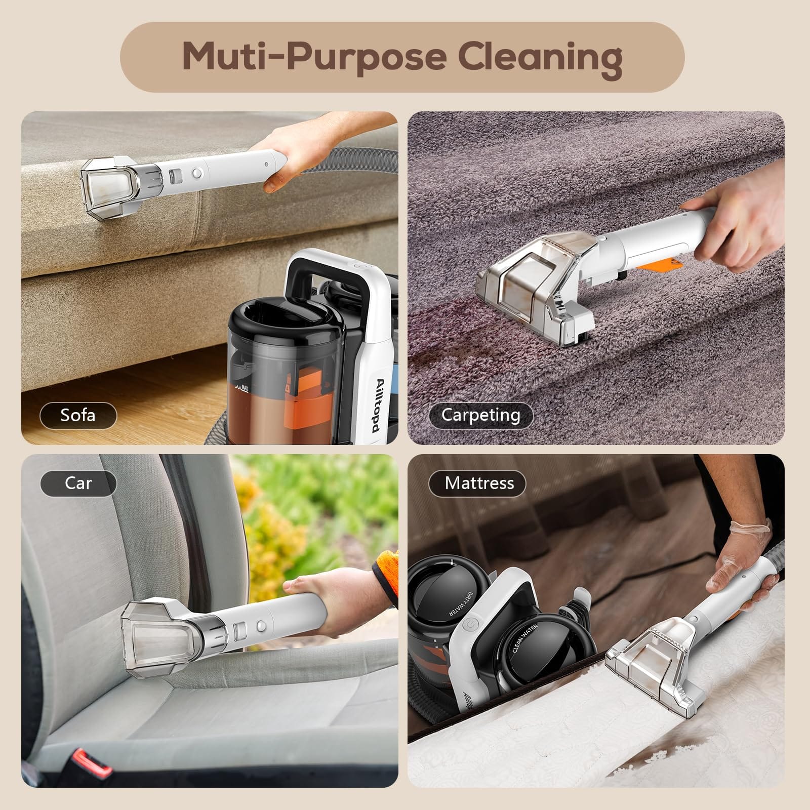 Ailltopd Portable Carpet & Upholstery Spot Cleaner with Powerful Suction and Dual Tanks - Review Image 5