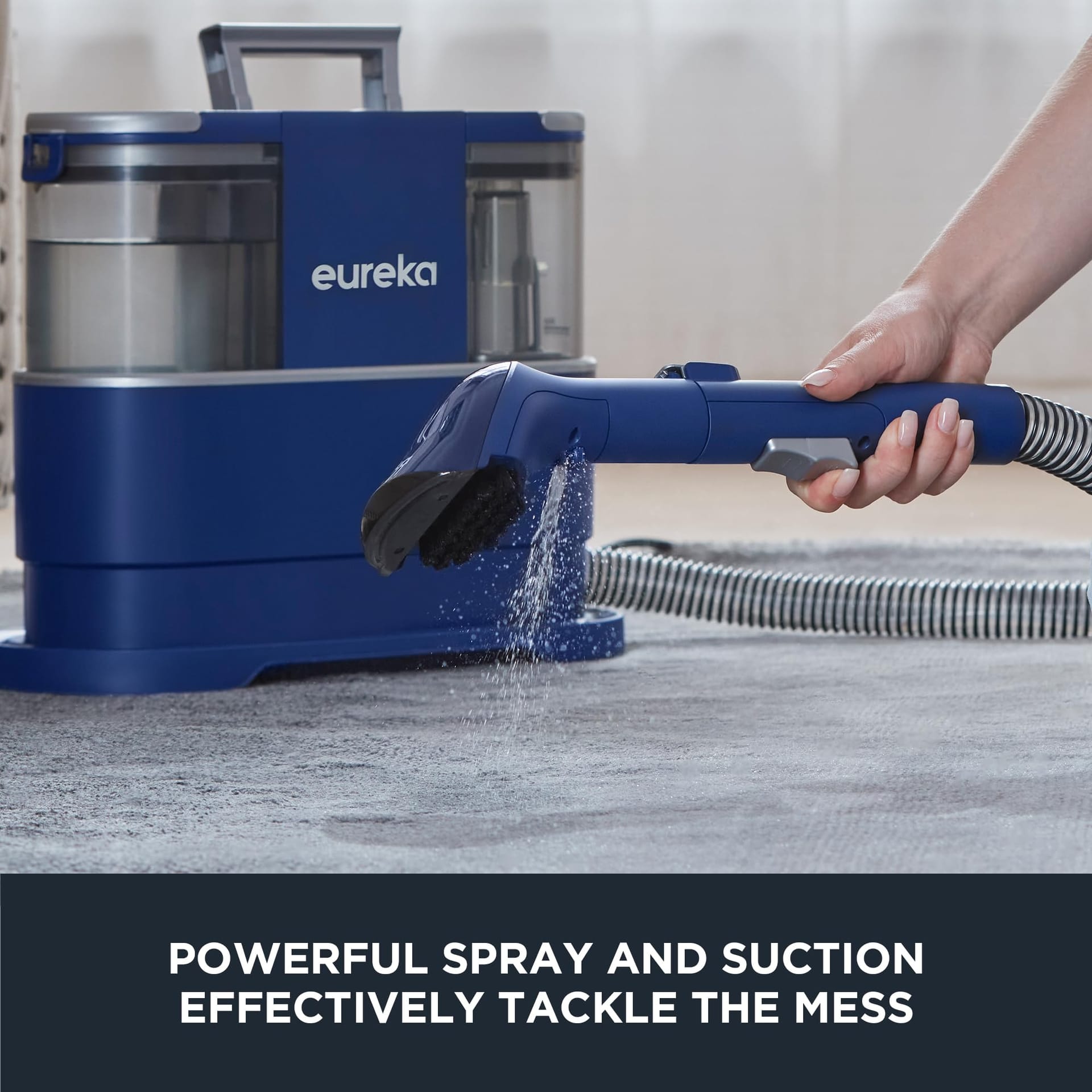 Eureka NEY100 Portable Carpet and Upholstery Cleaner with Large Water Tank, Stain Remover and Spot Cleaner for Pets, Furniture and Car - Blue - Review Image 5