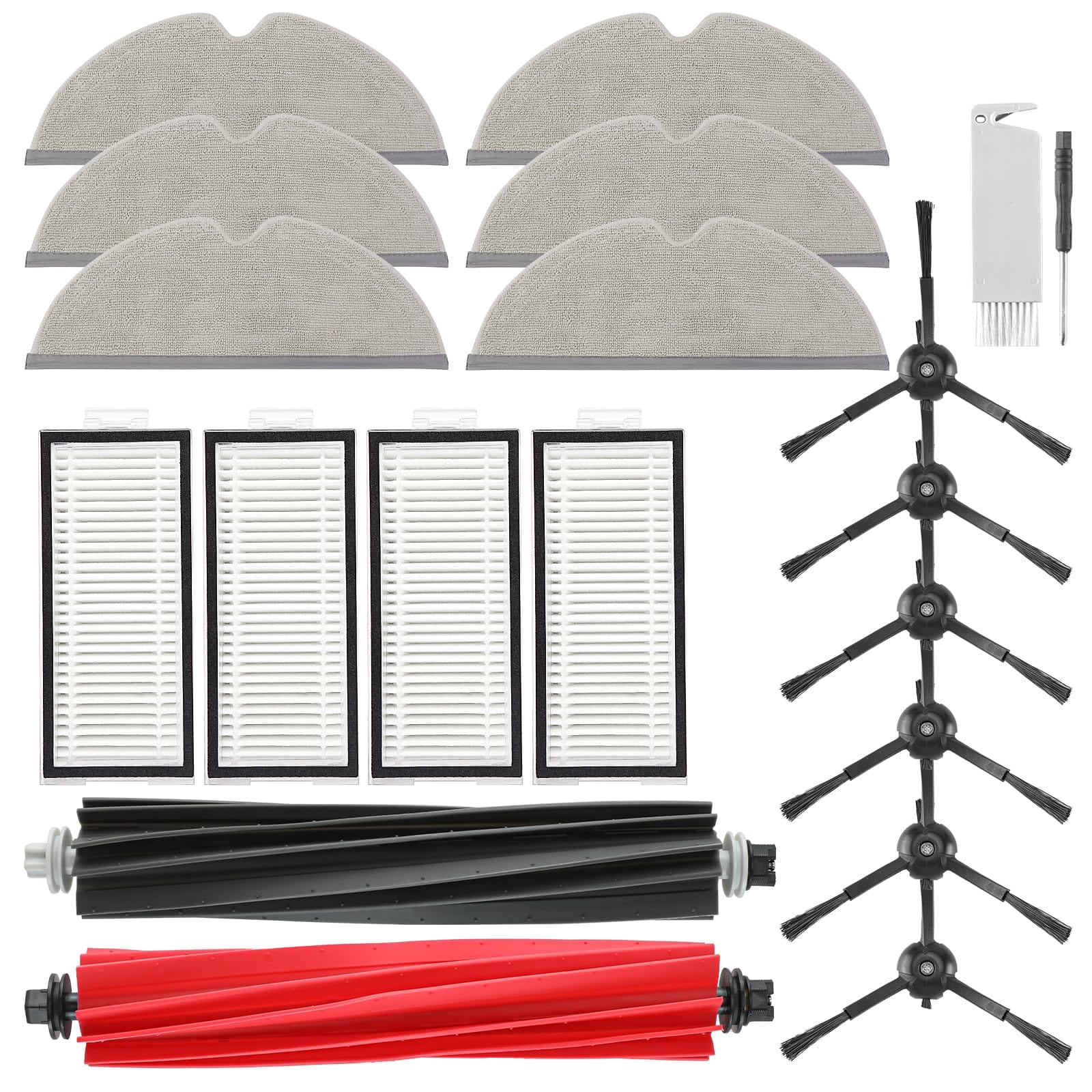 20Pcs Robot Vacuum Accessories Kit for Roborock Q5 Pro / Q5 Pro+ / Q8 Max / Q8 Max+ - Dual Brush, Mop Pads, Side Brushes, Hepa Filters, Cleaning Tool