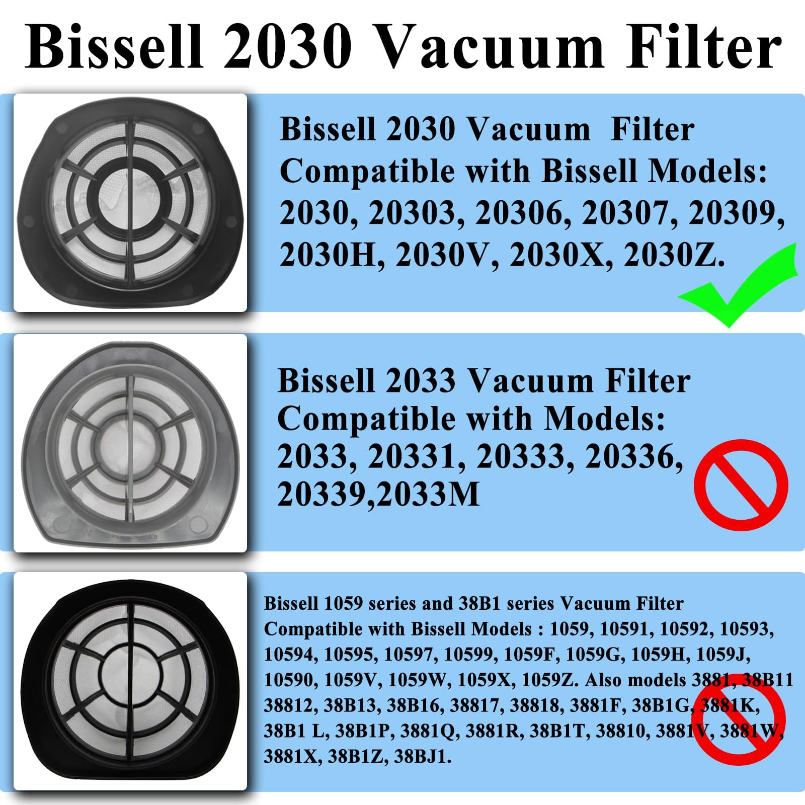 Aolleteau 4 Sets 2030 Compatible Vacuum Dust Filters Replacement For Bissell Pet Hair Vacuum Cleaners with Powerful Suction - Review Image 3