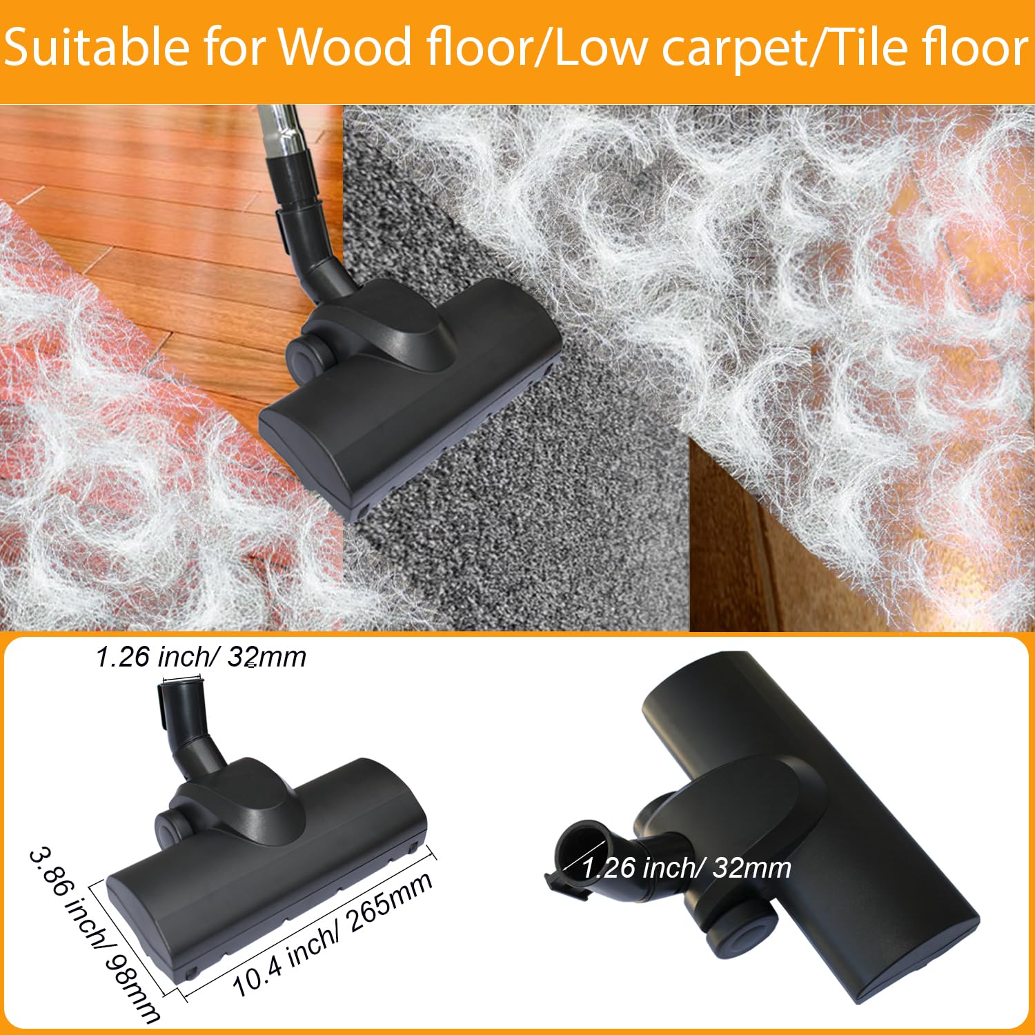 Shop Vac Turbo Brush Head 1.25" Plus 2 1/2 Inch Adapter - Pet Hair Removal Attachment for Shop-Vac (Compatible with 1 1/4'' & 2 1/2'' Accessories) - Review Image 2