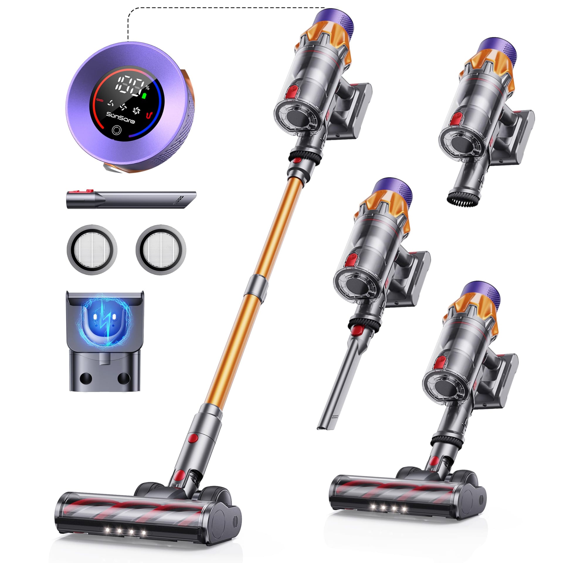 Powerful Cordless Stick Vacuum Cleaner with Smart Touch Screen and Anti-Tangle Roller - Perfect for Home, Pet Hair, Carpets, and Hard Floors (X7A)