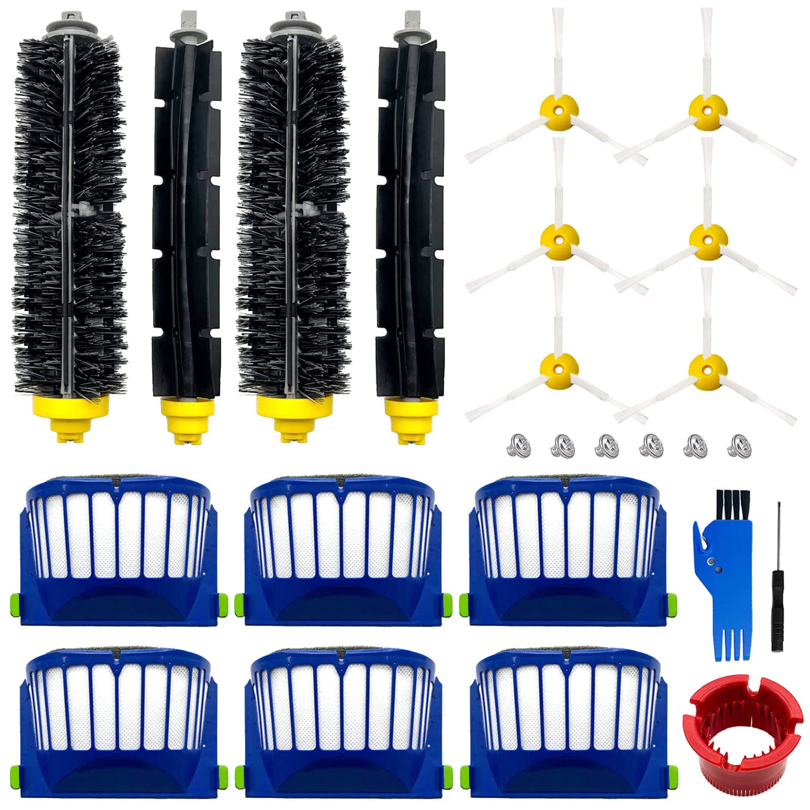 Replacement Parts Kit for iRobot Roomba 600 & 500 Series Vacuum Cleaner - Bristle & Beater Brush, Filter, Side Brush Set