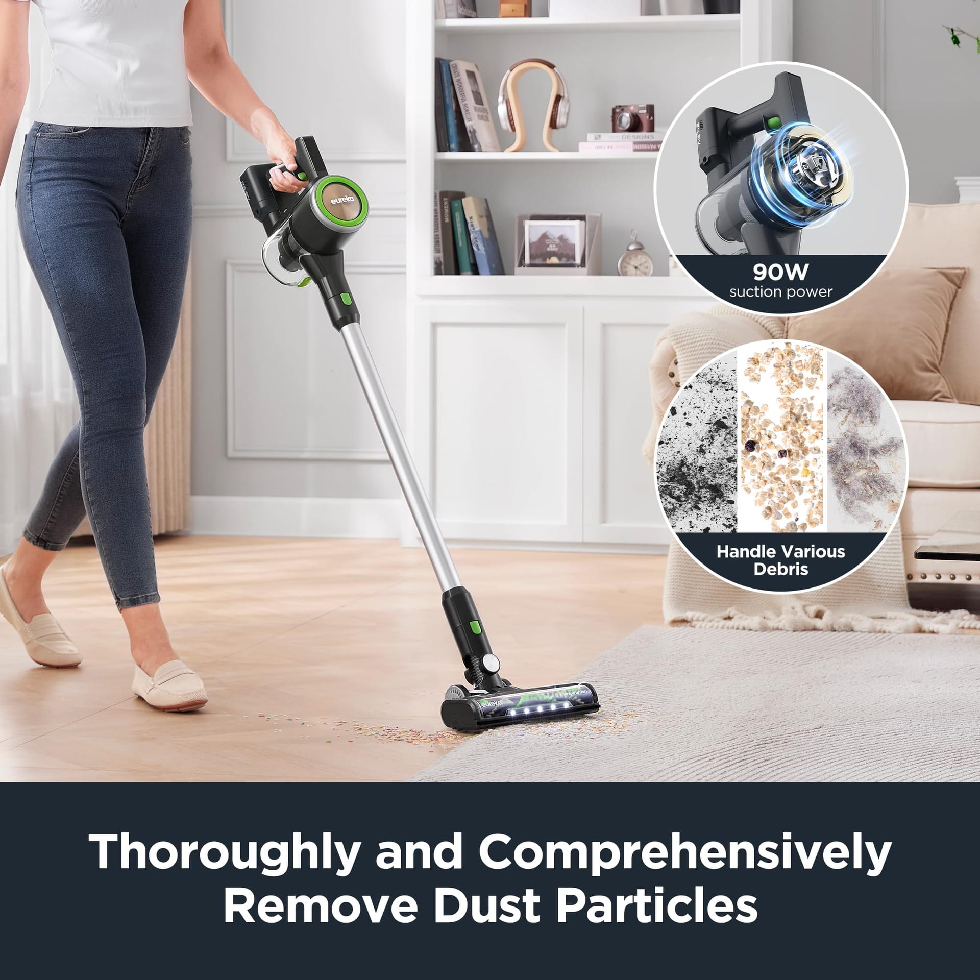 Eureka RapidClean Ultra Cordless Stick Vacuum Cleaner - Lightweight & Powerful Handheld Vacuum for Hard Floors, Rechargeable with Efficient Suction - NEC370GR Moss Green - Review Image 4