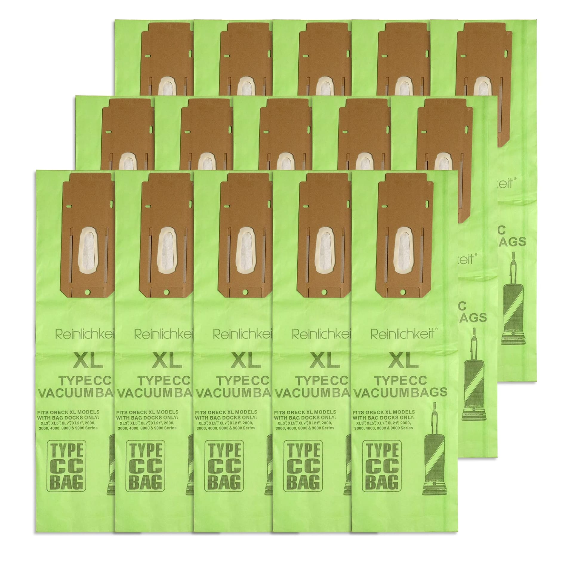 Compatible 15 Pack Type Cc Vacuum Bags for Oreck XL Upright Models - CCPK8DW