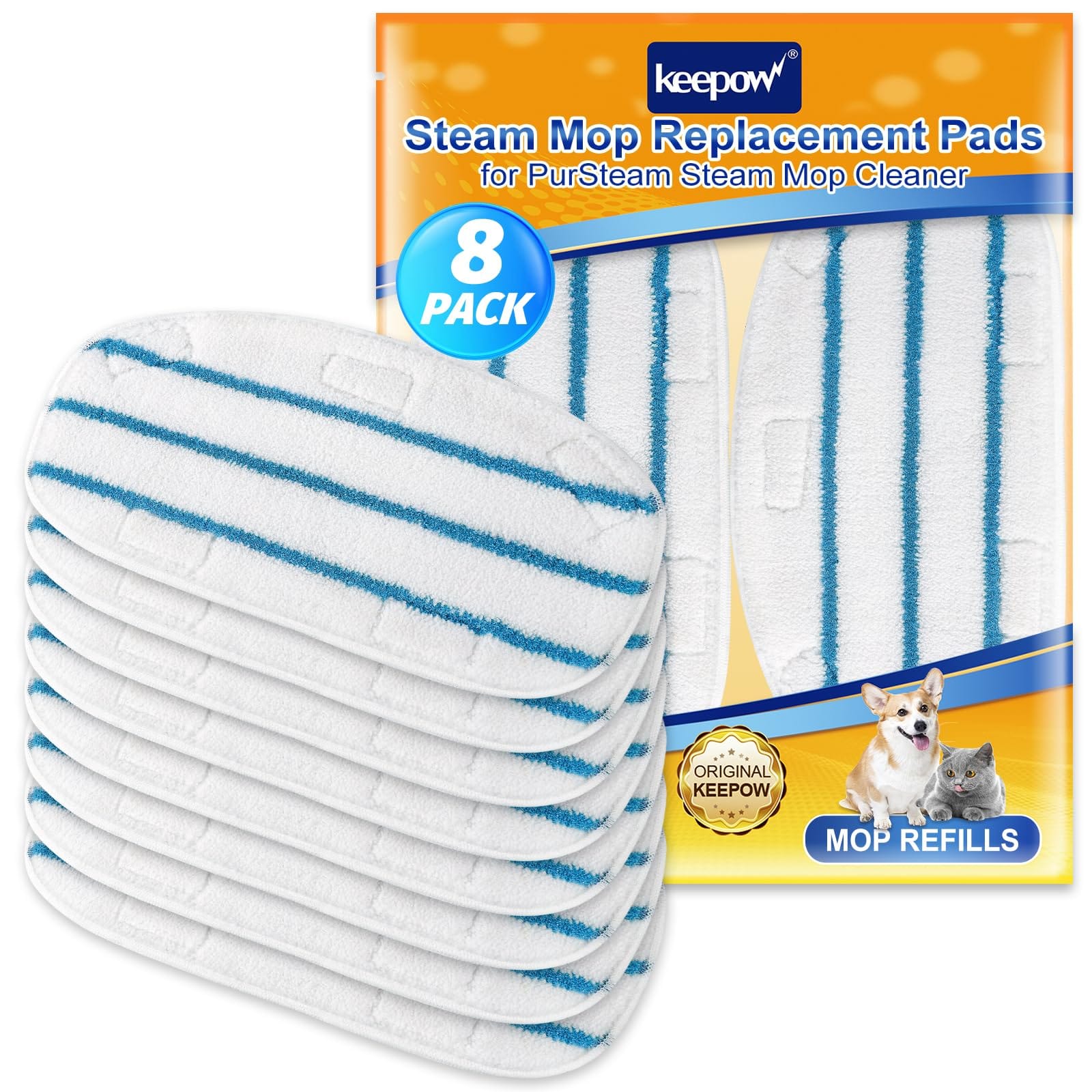Reusable Microfiber Steam Mop Pads for Pursteam 10 in 1 & Thermapro 211 (8 Pack)