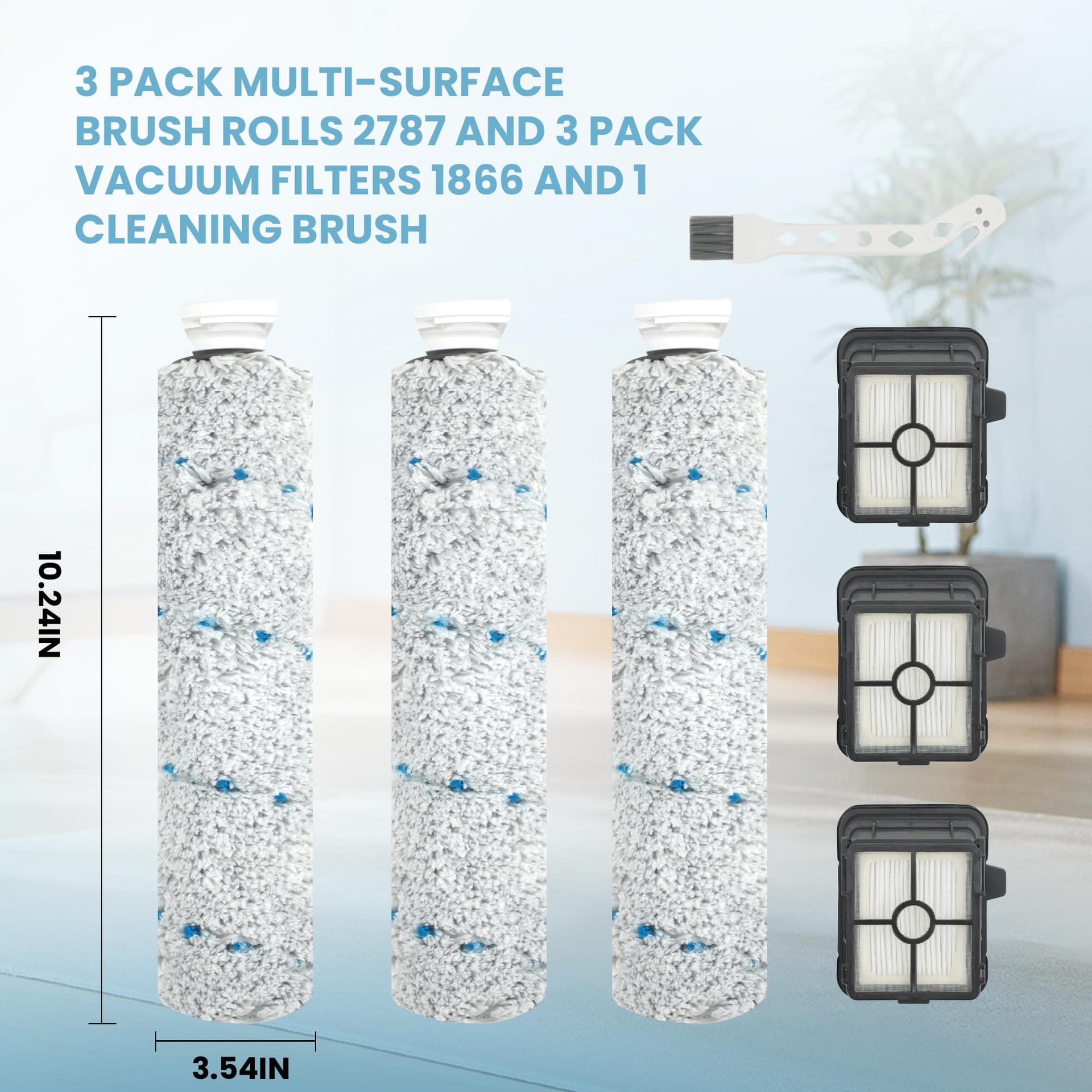 3 Pack Multi-Surface Brush Rolls and Filters Compatible with Bissell CrossWave Max & HydroSteam – Replacement Parts for Various Models - Review Image 3