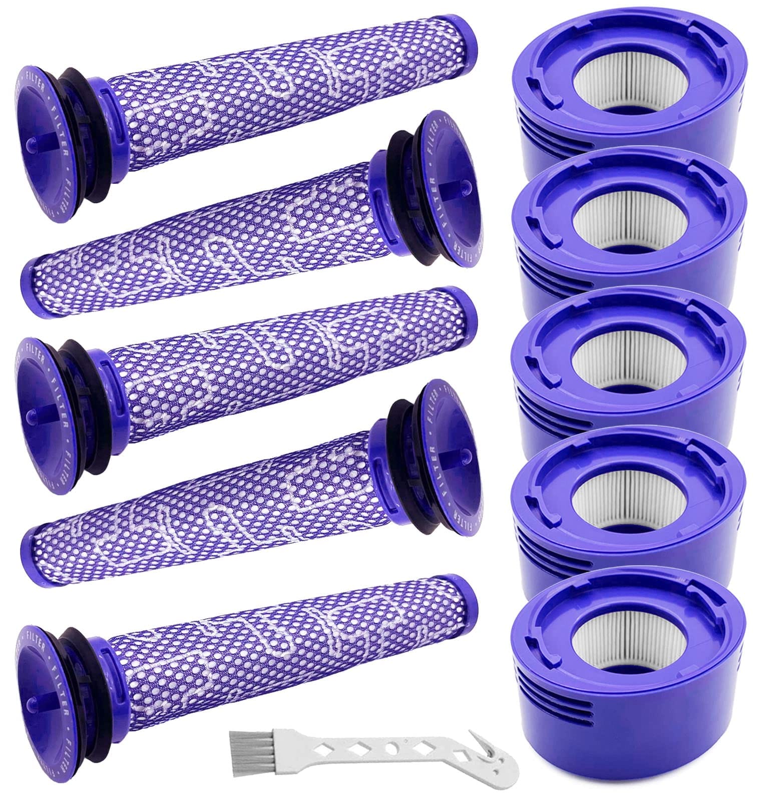 10 Pack Replacement Vacuum Filters for Dyson V7 V8 Cordless Vacuums - 5 Pre-Filters, 5 Post-Filters