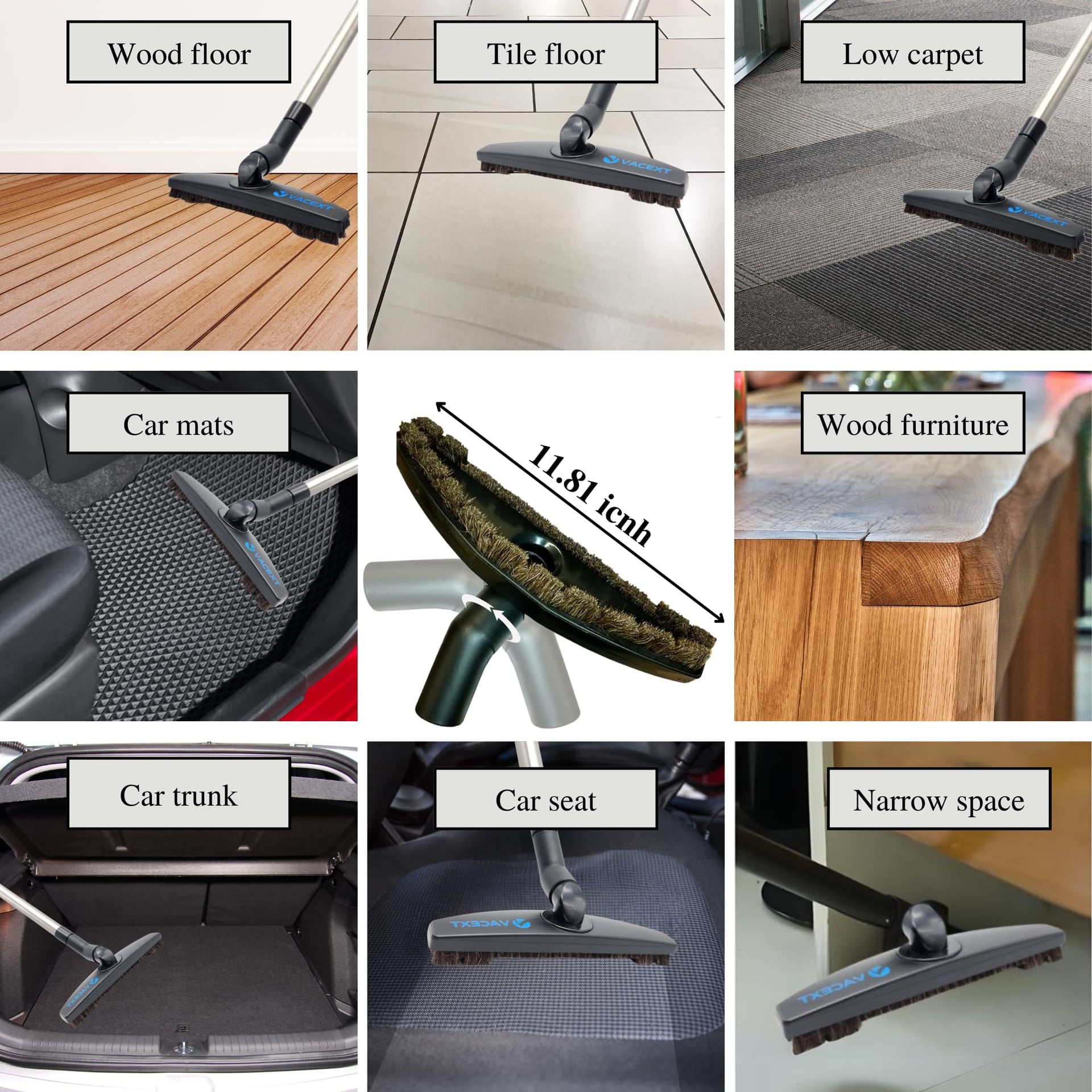 Upgraded Hardwood Floor Attachment with Horse Hair Soft Bristles & Flexible Brush Head for Vacuum Cleaners 1 ¼'' (1.25Inch) Accessories - Suitable for Low Carpet & Wood/Bare/Tile/Hard Floors - Review Image 5