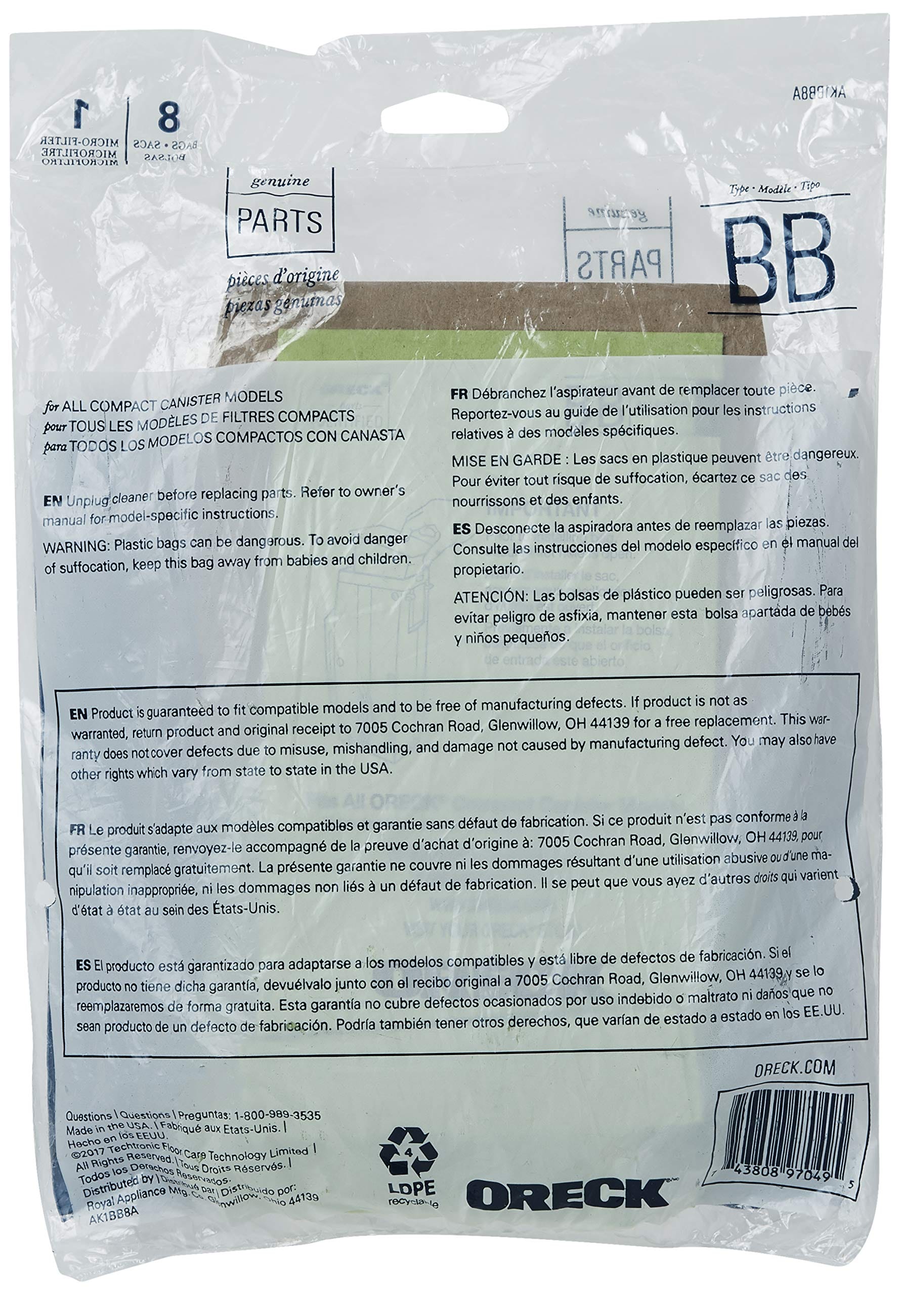 Oreck Genuine Buster B Canister Vacuum Paper Bags, 8-Pack AK1BB8A Green - Compatible with Oreck BB900-DGR - Review Image 5