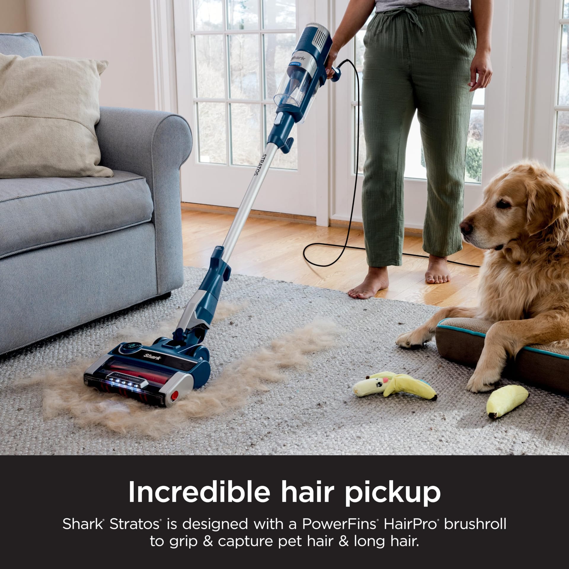 Lightweight Shark Stratos Ultralight Corded Stick Vacuum with Duoclean Powerfins Hair Pro, Self-Cleaning Brushroll, Odor Neutralizer Technology - Navy - Review Image 5