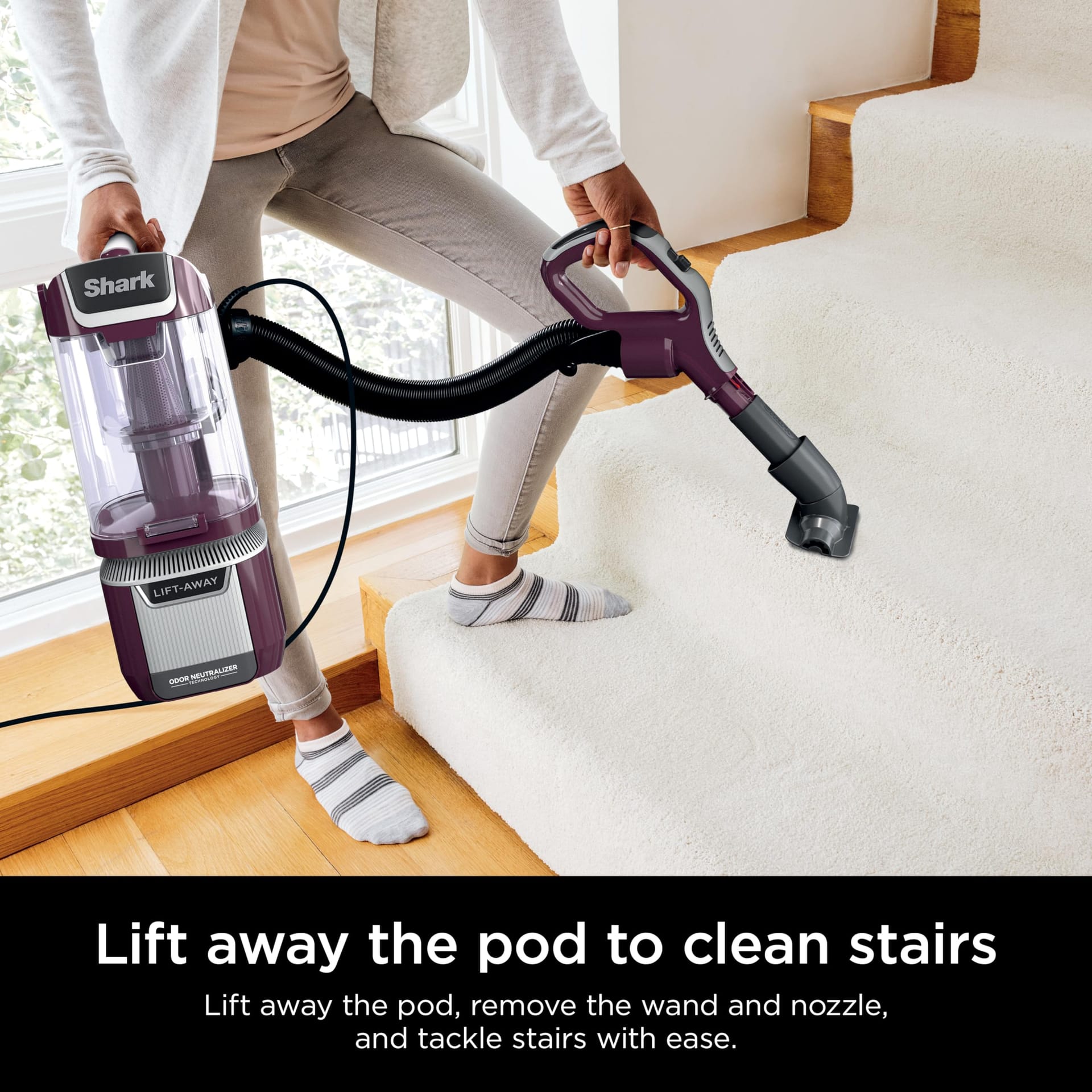 Lightweight Shark LA702 Rotator Pet Lift-Away Adv Upright Vacuum with Duoclean Powerfins Hairpro & Odor Neutralizer Technology, Wine Purple, HEPA Filter - Review Image 2