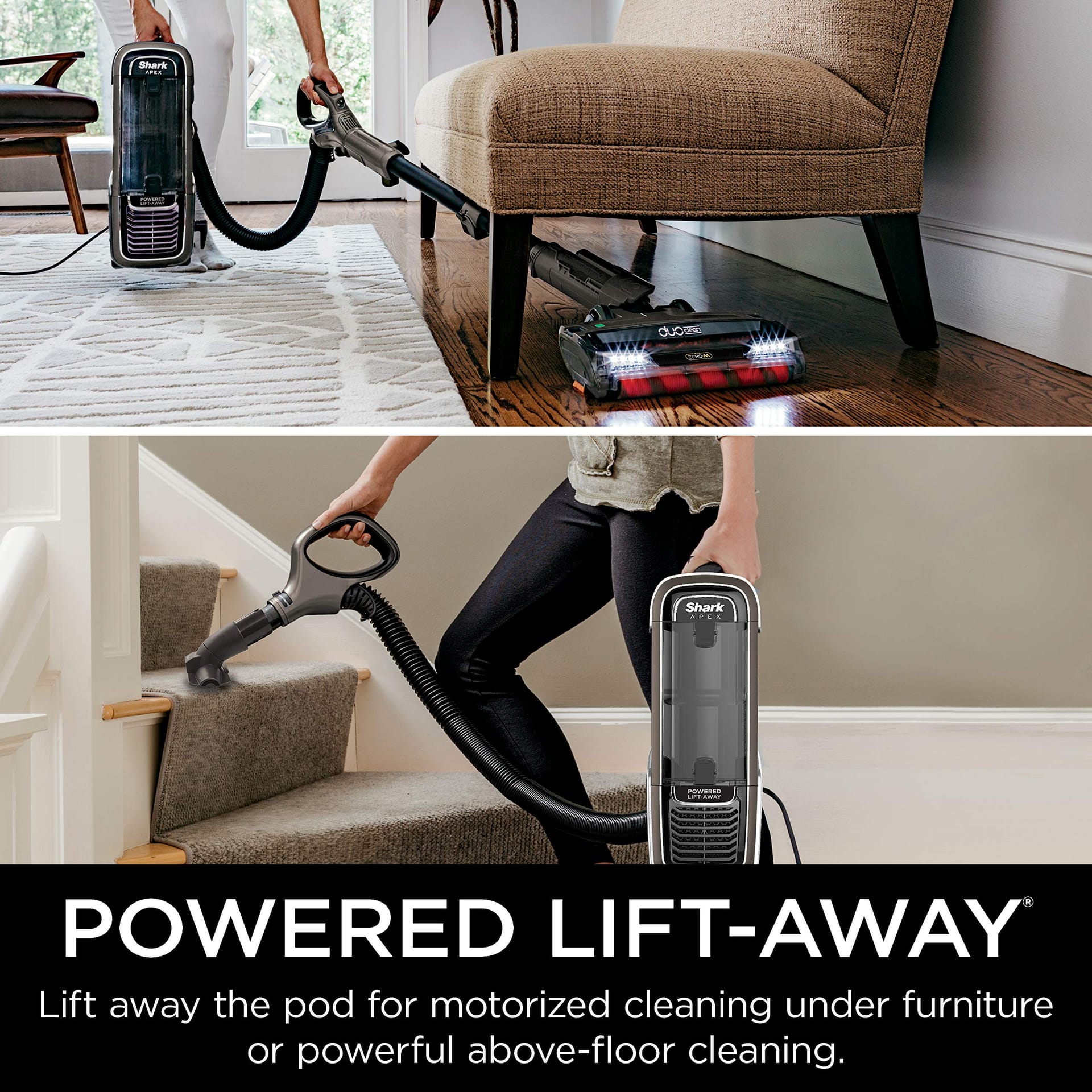 Shark AZ1002 Apex Powered Lift-Away Upright Vacuum with DuoClean, Self-Cleaning Brushroll, Crevice Tool, Upholstery Tool & Pet Power Brush - Espresso - Review Image 4