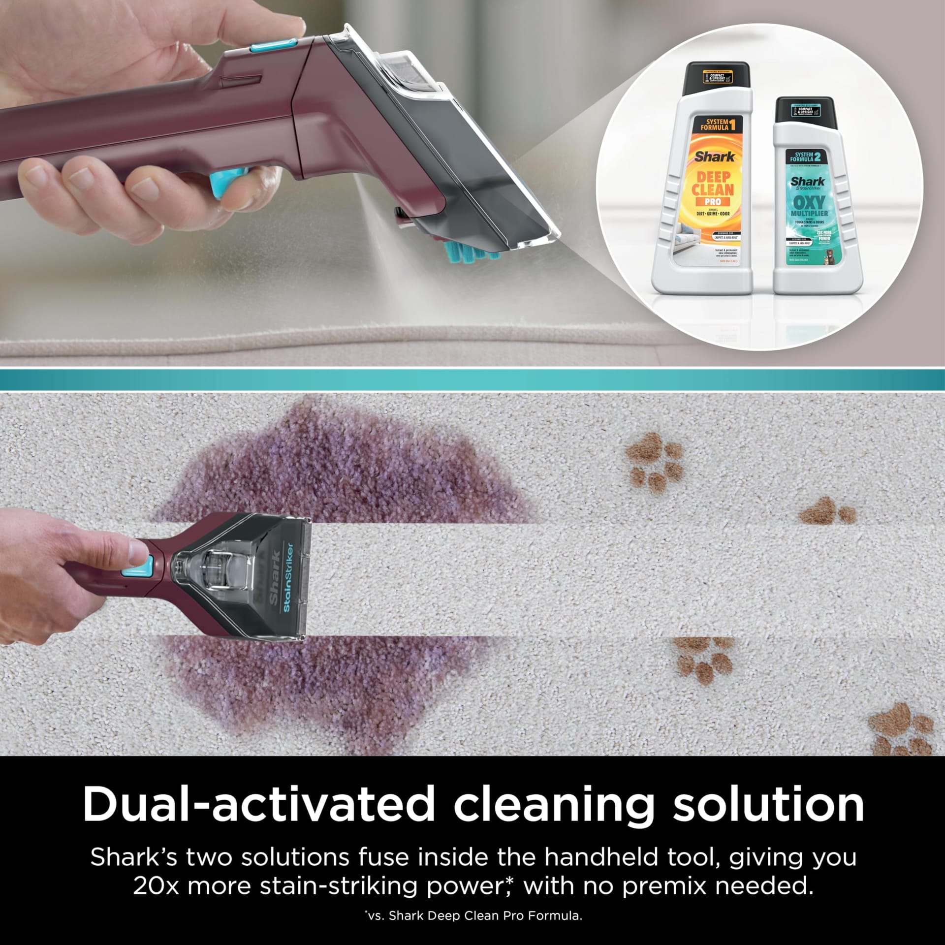 Shark Stainstriker Portable Carpet Cleaner Machine with Dual-Activated Solutions – Perfect for Pet Hair and Tough Stains, Burgundy - Review Image 5
