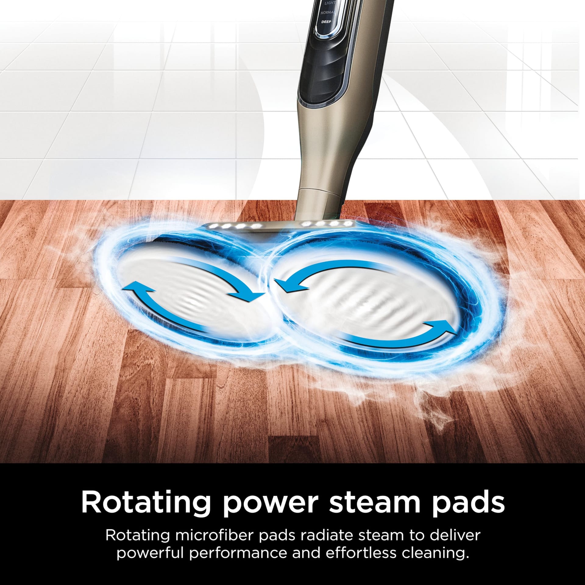 Shark Steam & Scrub Mop with Scrubbing and Sanitizing Action, 3 Steam Modes, LED Headlights, and Washable Pads, Gold - Review Image 2