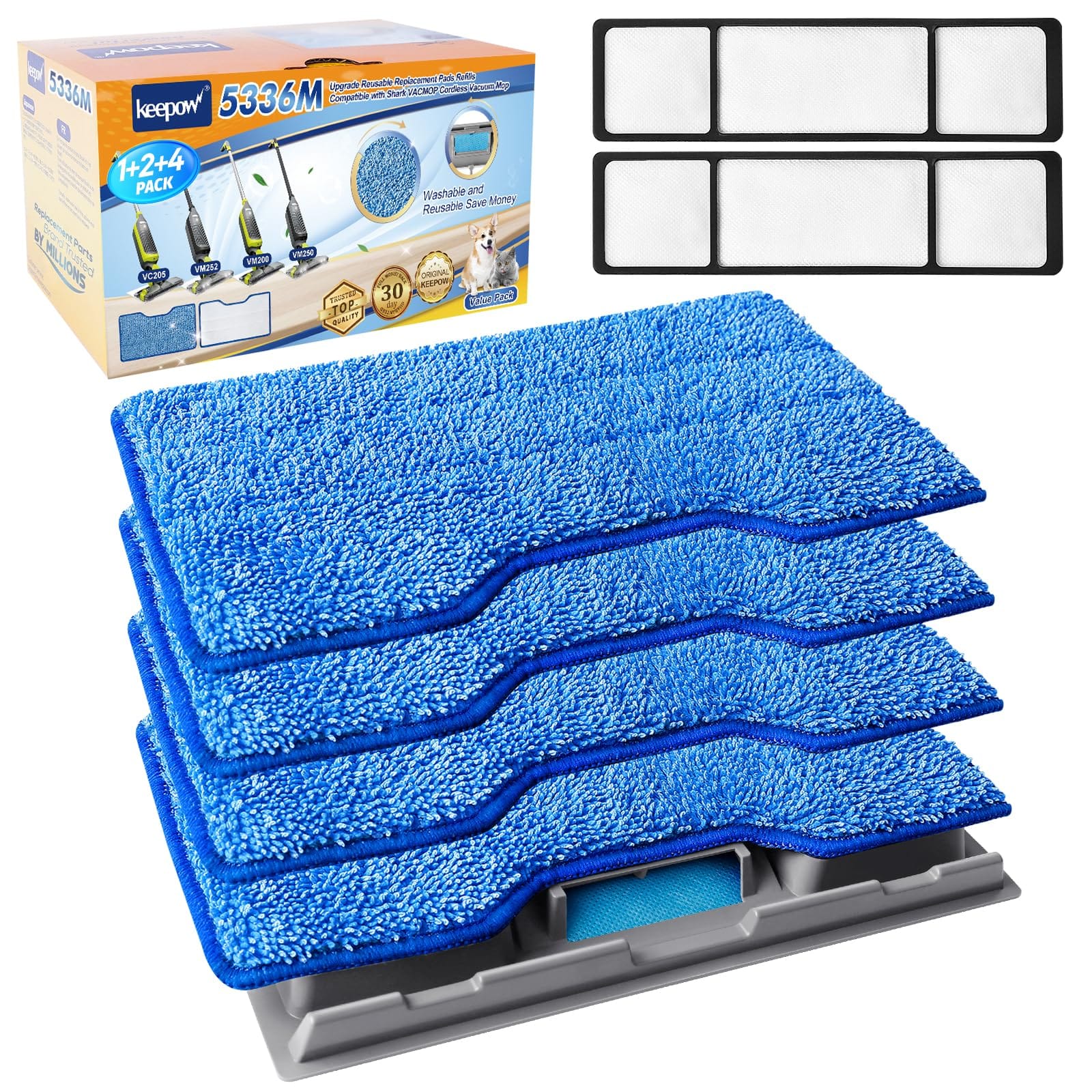 Keepow Reusable Vac Mop Pads Refills for Shark Vacmop VM252 VM200 VC205 VM250 VM190 - 4+2+1 Pack Replacement Pads